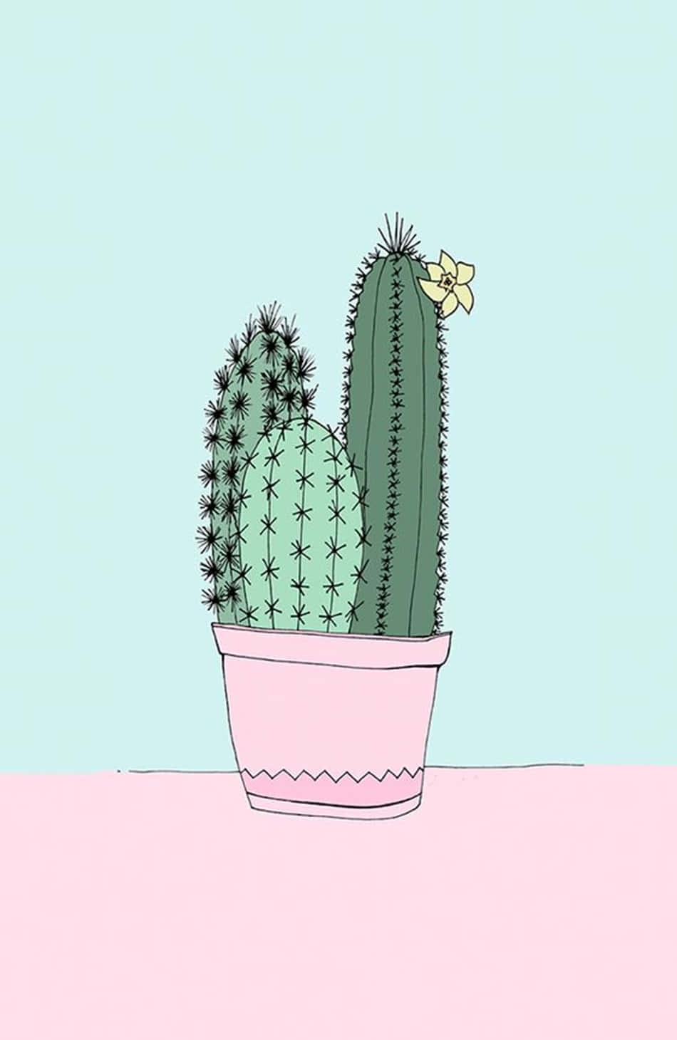 Cactus iPhone, pink pot, green cacti, HD Phone Wallpaper