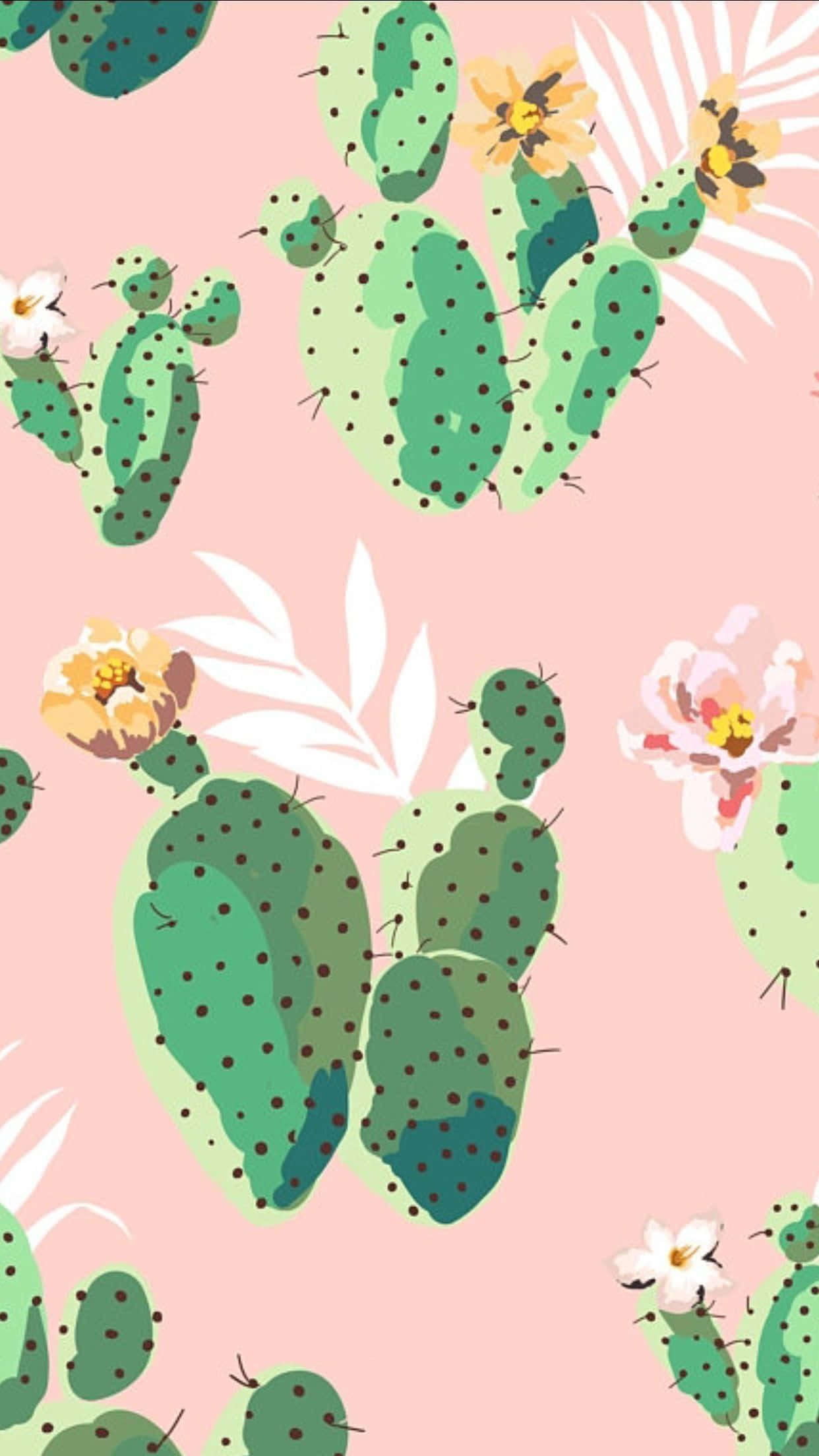 aesthetic cactus, angel wing, pastel pink background, Full HD Phone Wallpaper