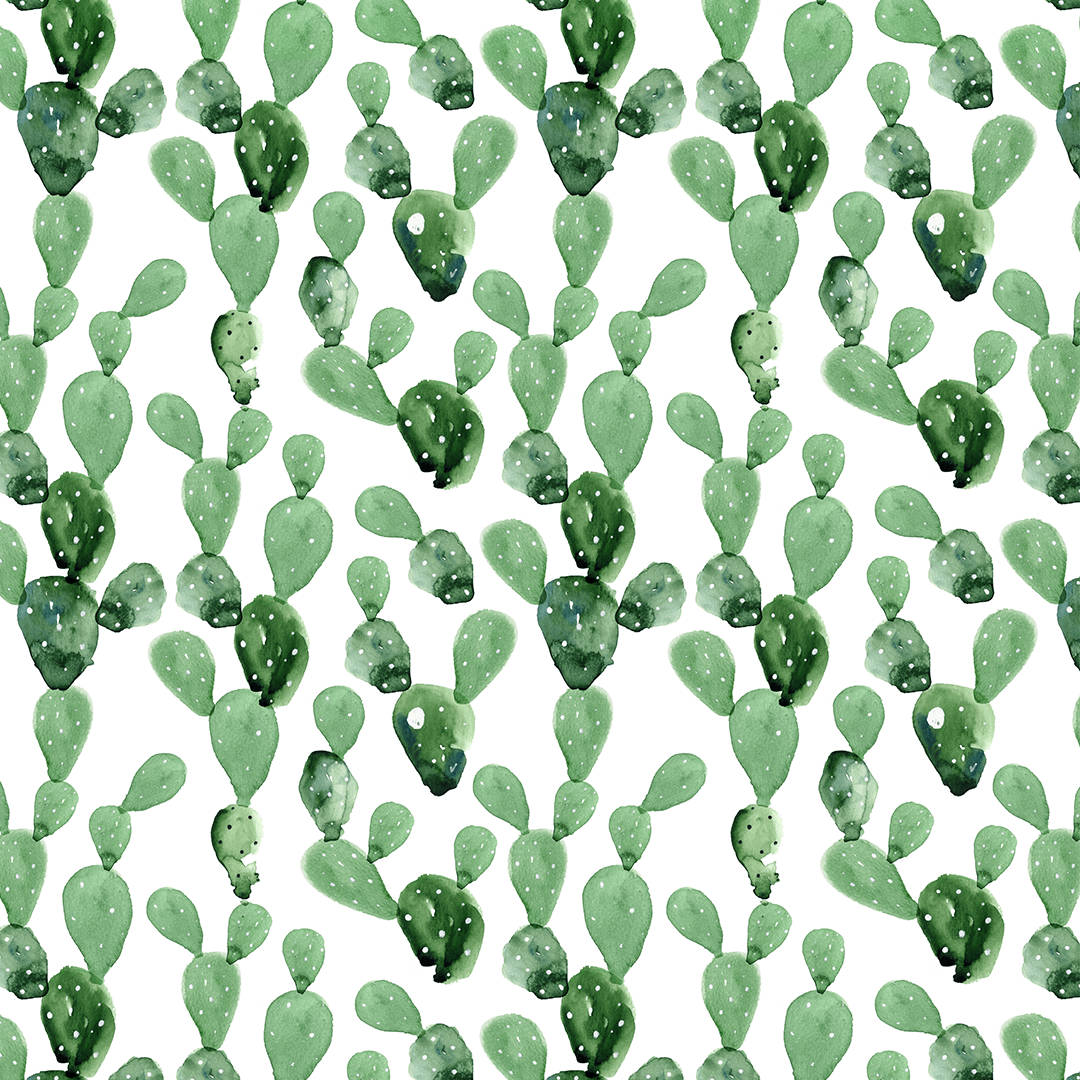 abstract green cactus pattern, prickly pear cactus pads, white dots, SD Desktop Wallpaper