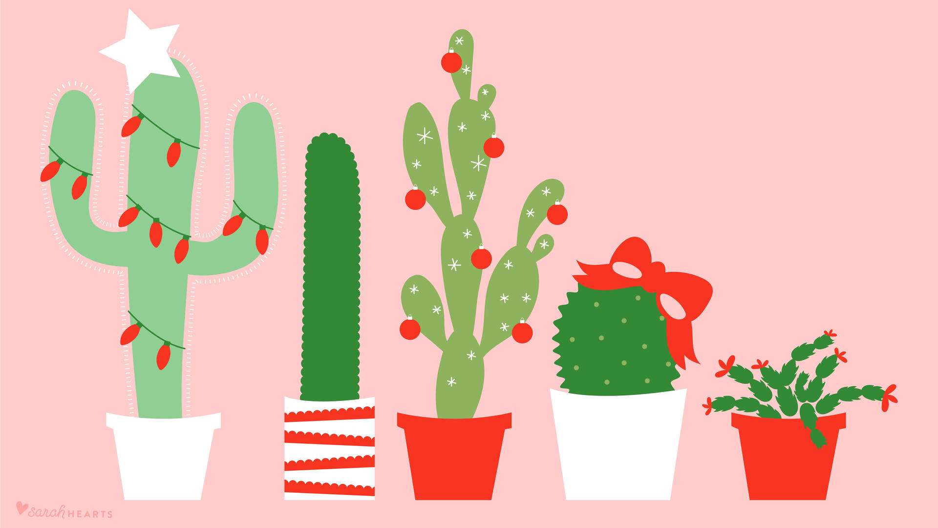 minimalist pink christmas cactus, pink cactus, white background, Full HD Desktop Wallpaper