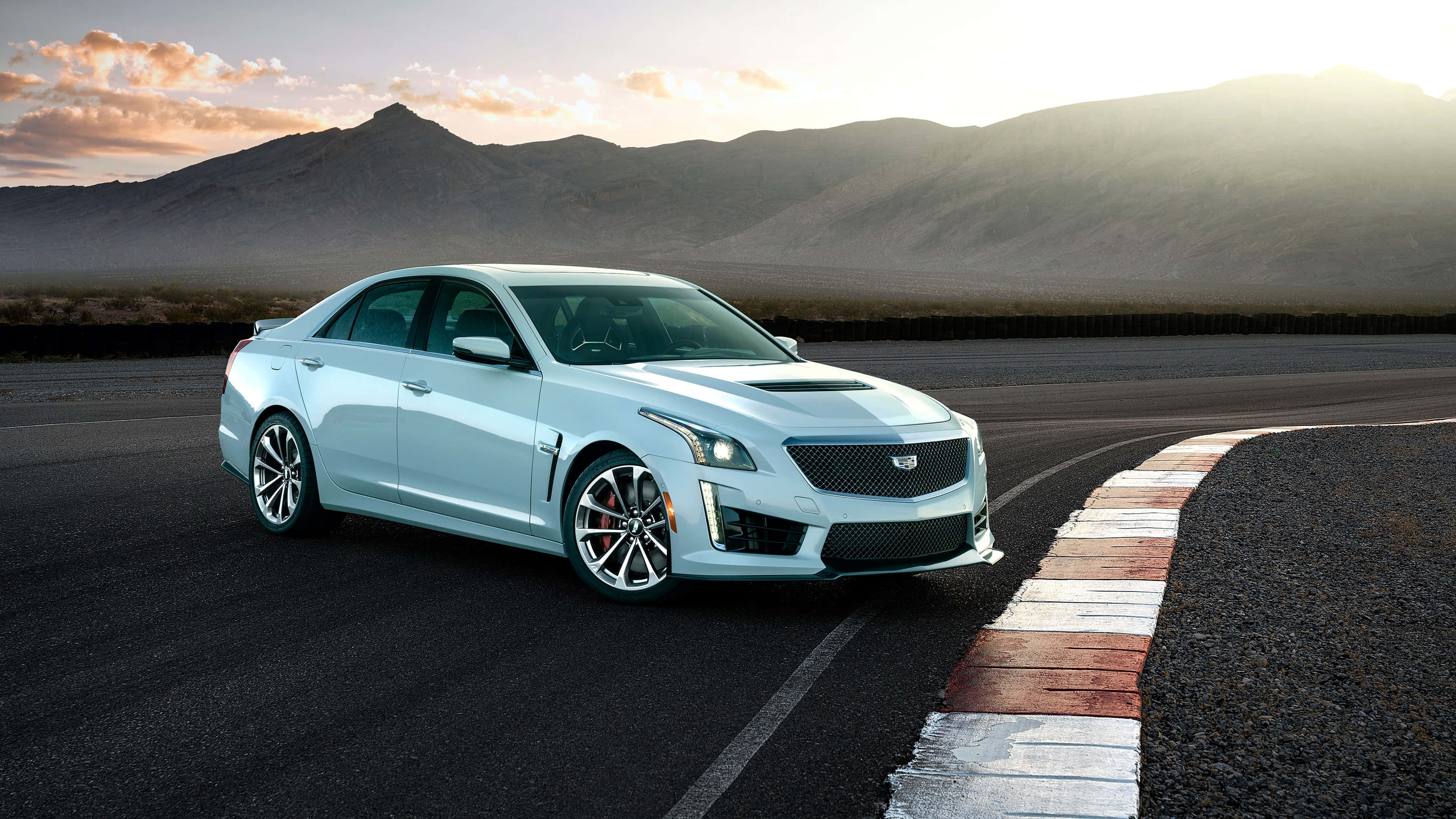 Cadillac CTS, 3600, sunset, 2K Desktop Wallpaper