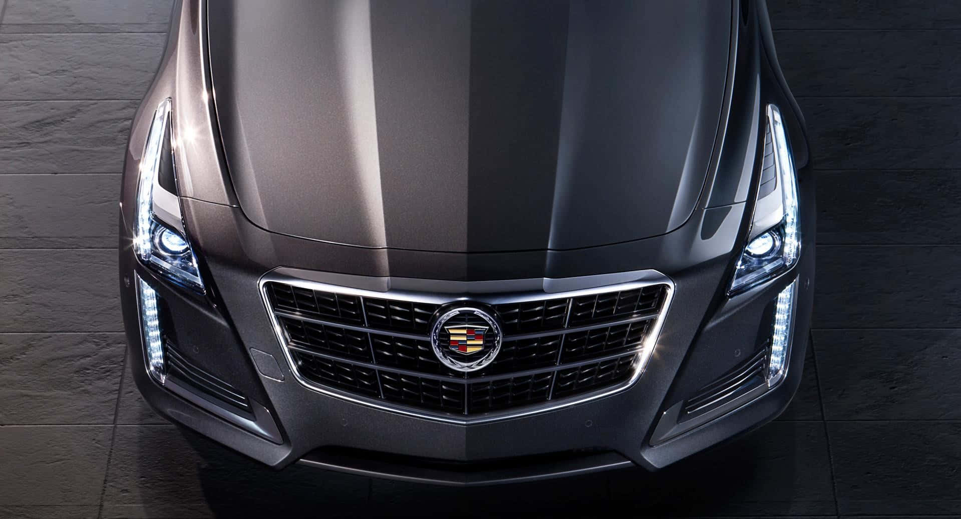Cadillac CTS, matte black, glowing headlights, HD Desktop Wallpaper