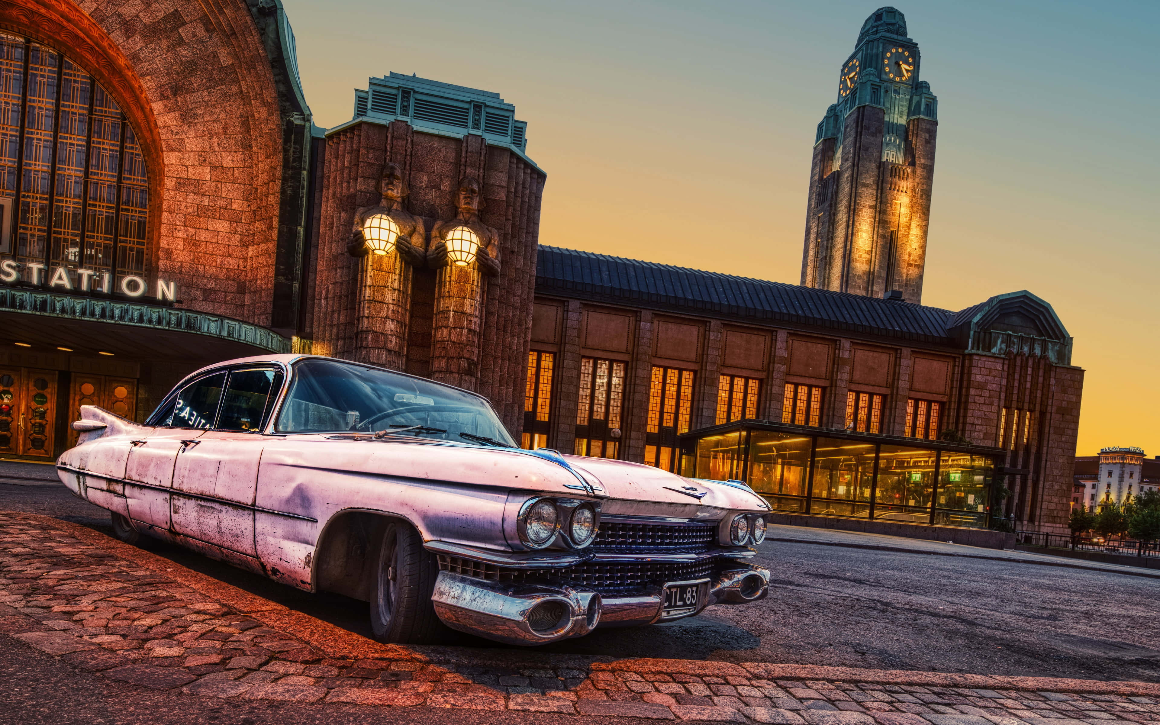 Cadillac Eldorado, silver, cobblestones, 4K Desktop Wallpaper