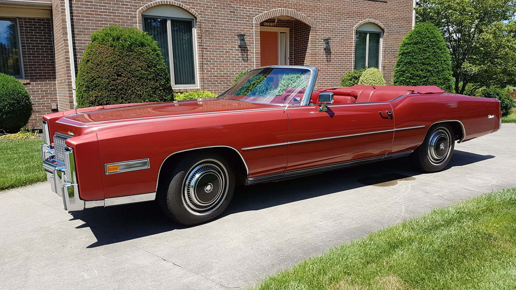 Cadillac Eldorado, glossy red, classic convertible, Full HD Desktop Wallpaper