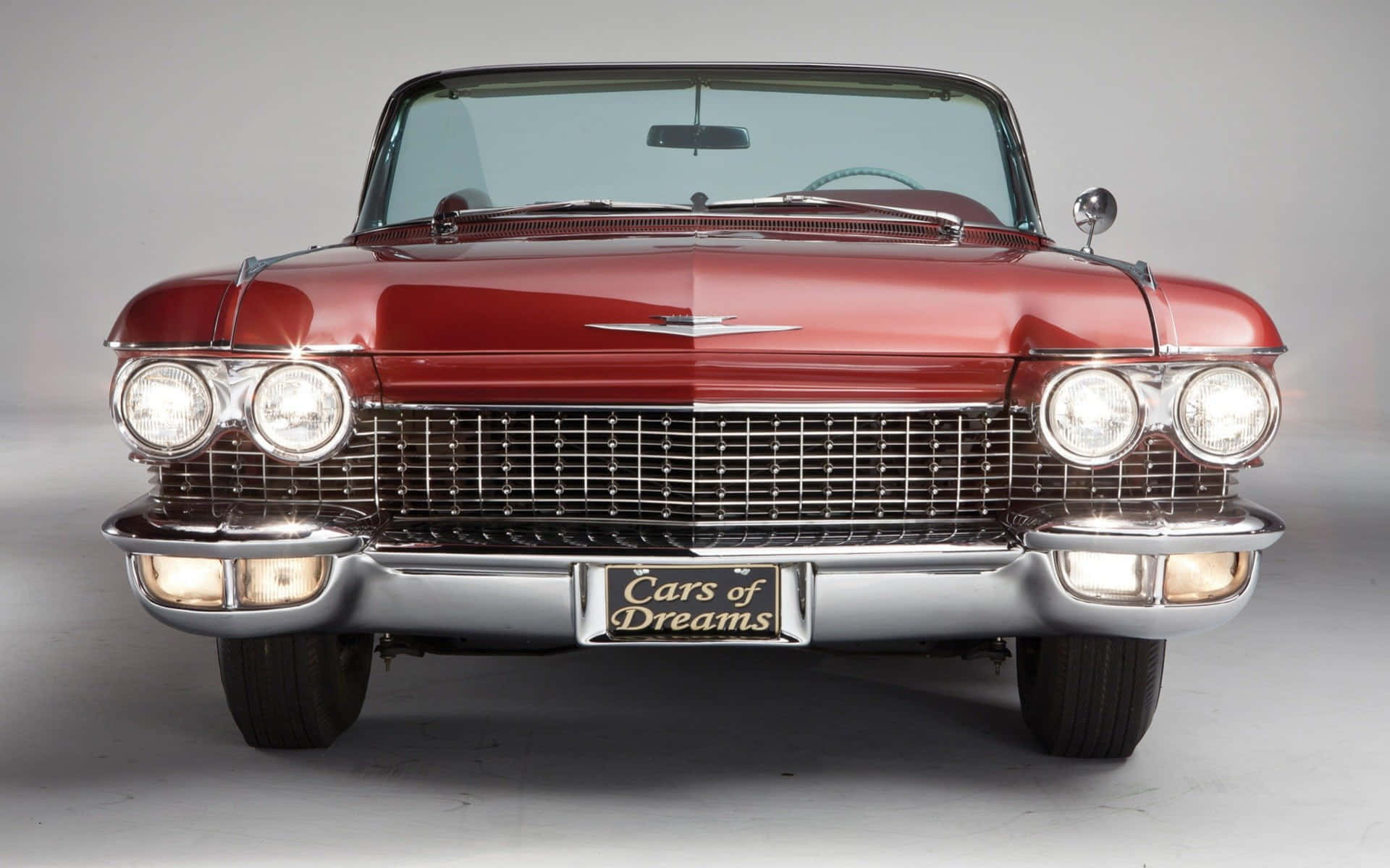 Cadillac Eldorado, glossy red, chrome grille, Full HD Desktop Wallpaper