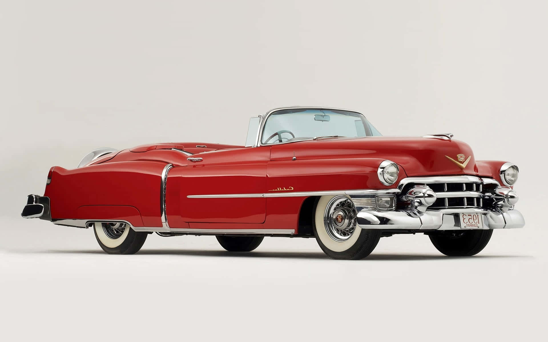 Cadillac Eldorado, 1950s, glossy red, Full HD Desktop Wallpaper