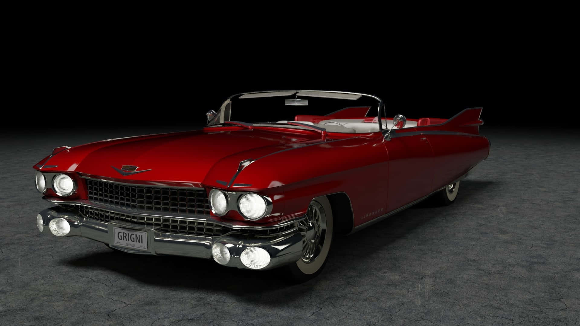 Cadillac Eldorado, glossy red, chrome accents, Full HD Desktop Wallpaper