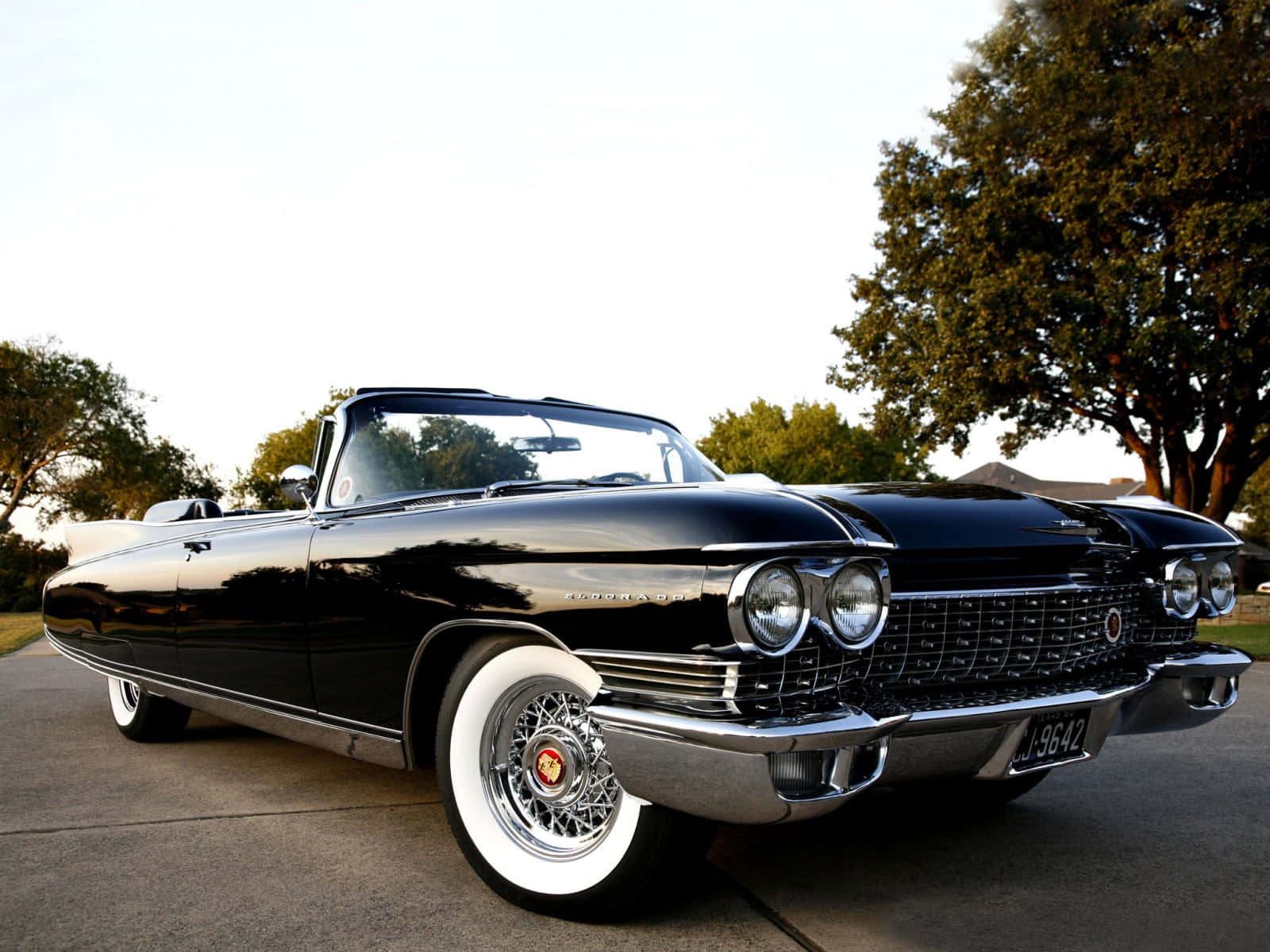 Cadillac Eldorado, glossy black, white wall tires, HD Desktop Wallpaper