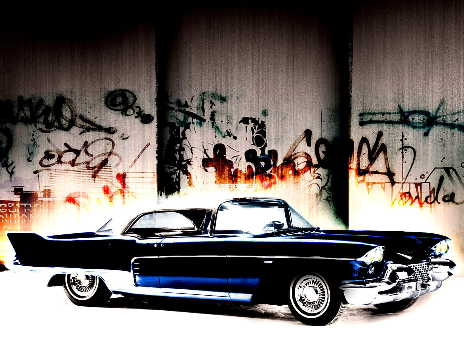 Cadillac Eldorado, glossy black, fiery orange accents, HD Desktop Wallpaper