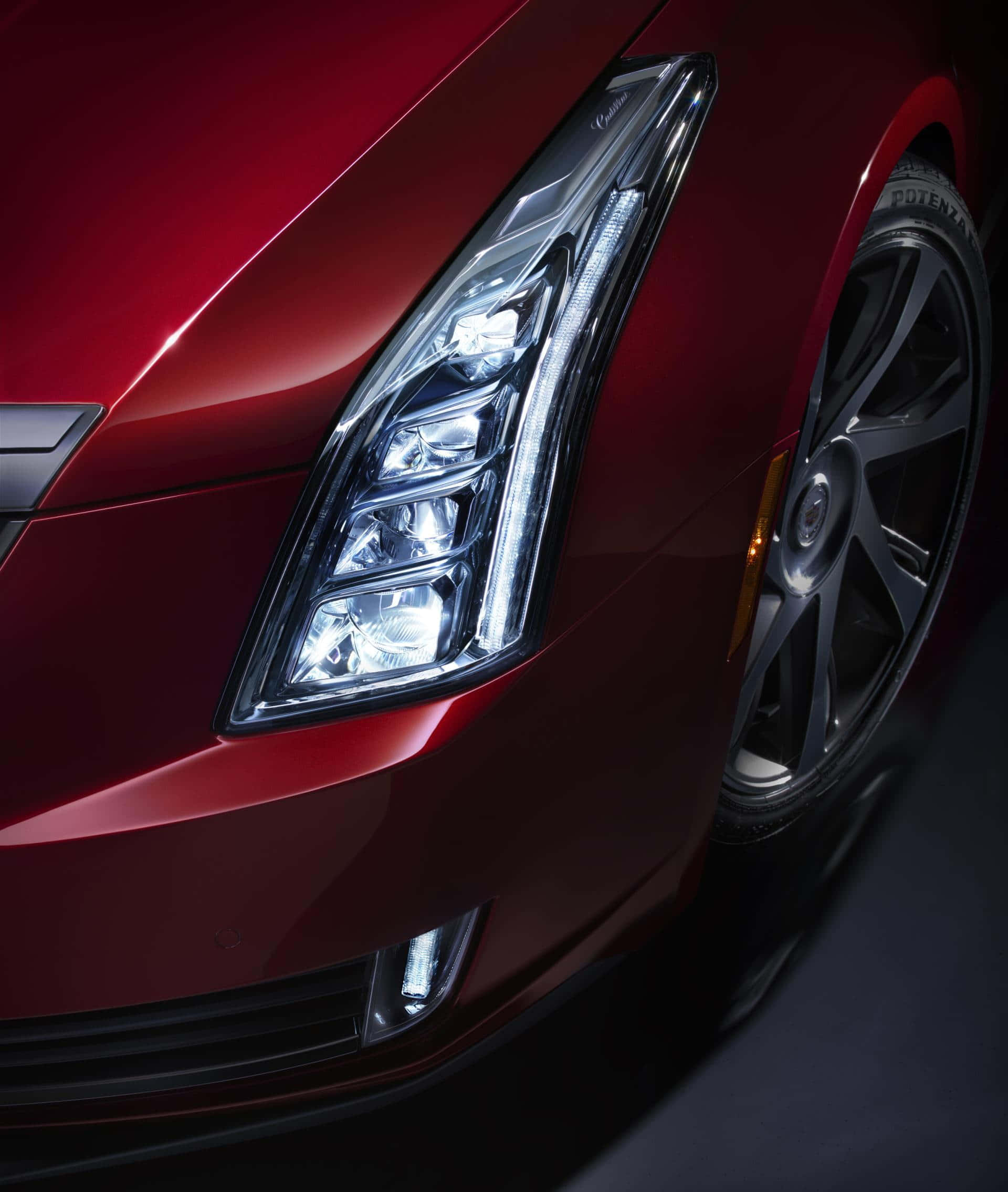 Cadillac ELR, red, headlight, Full HD Phone Wallpaper