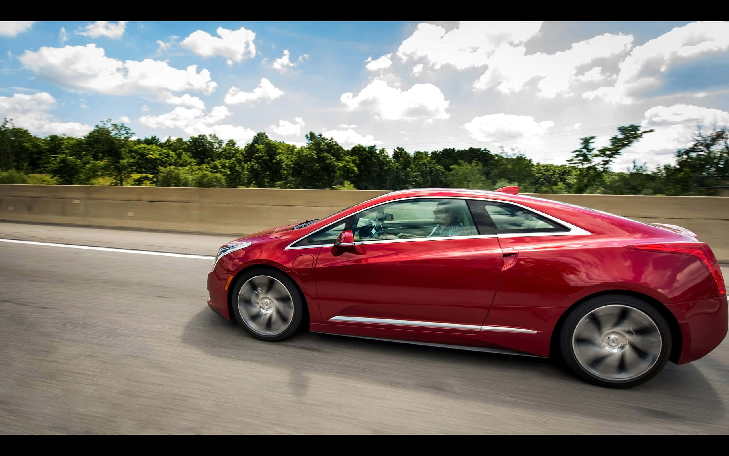 Cadillac ELR, red, highway, 2K Desktop Wallpaper