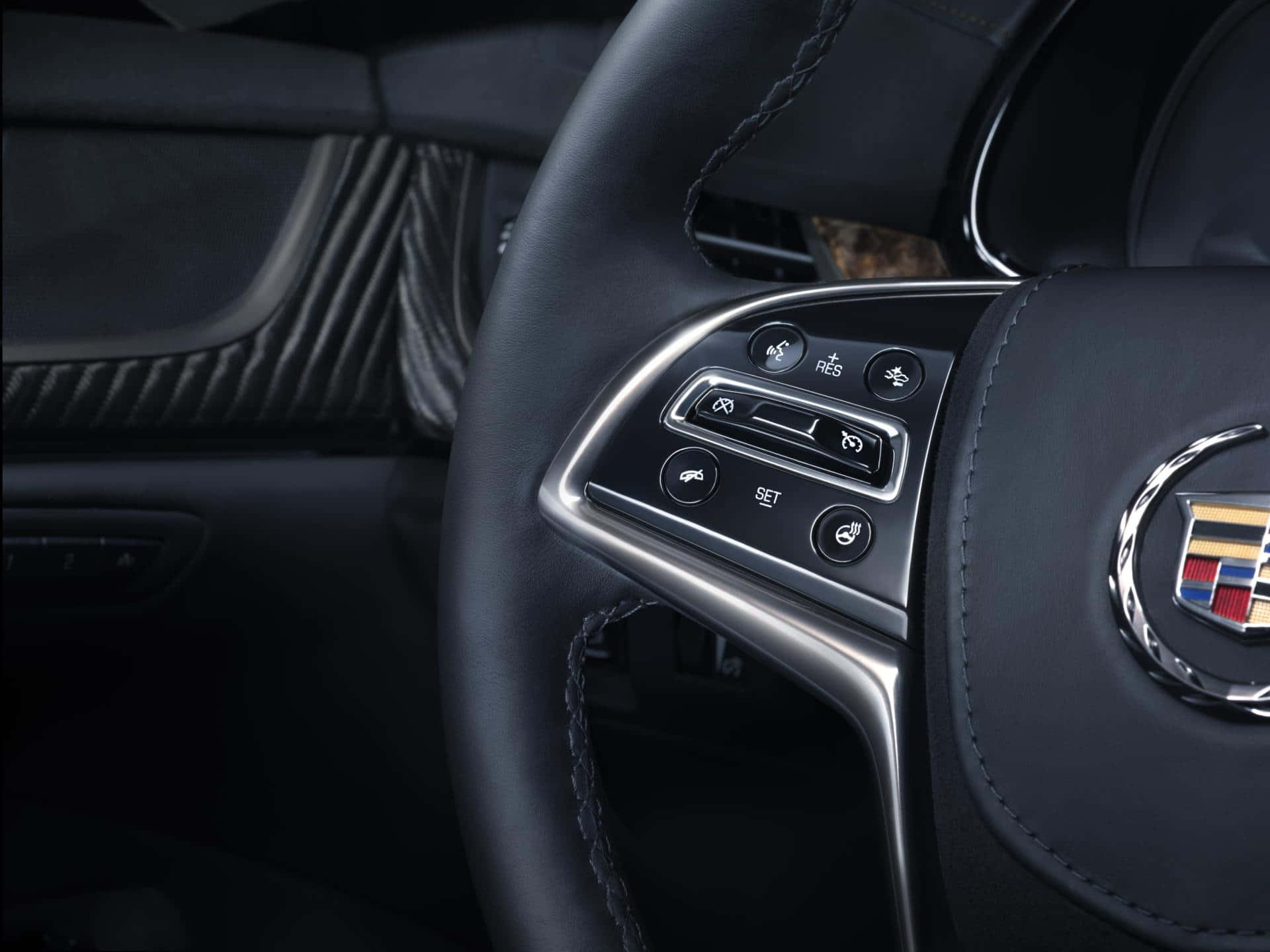 Cadillac Elr, black leather steering wheel, chrome controls, Full HD Desktop Wallpaper