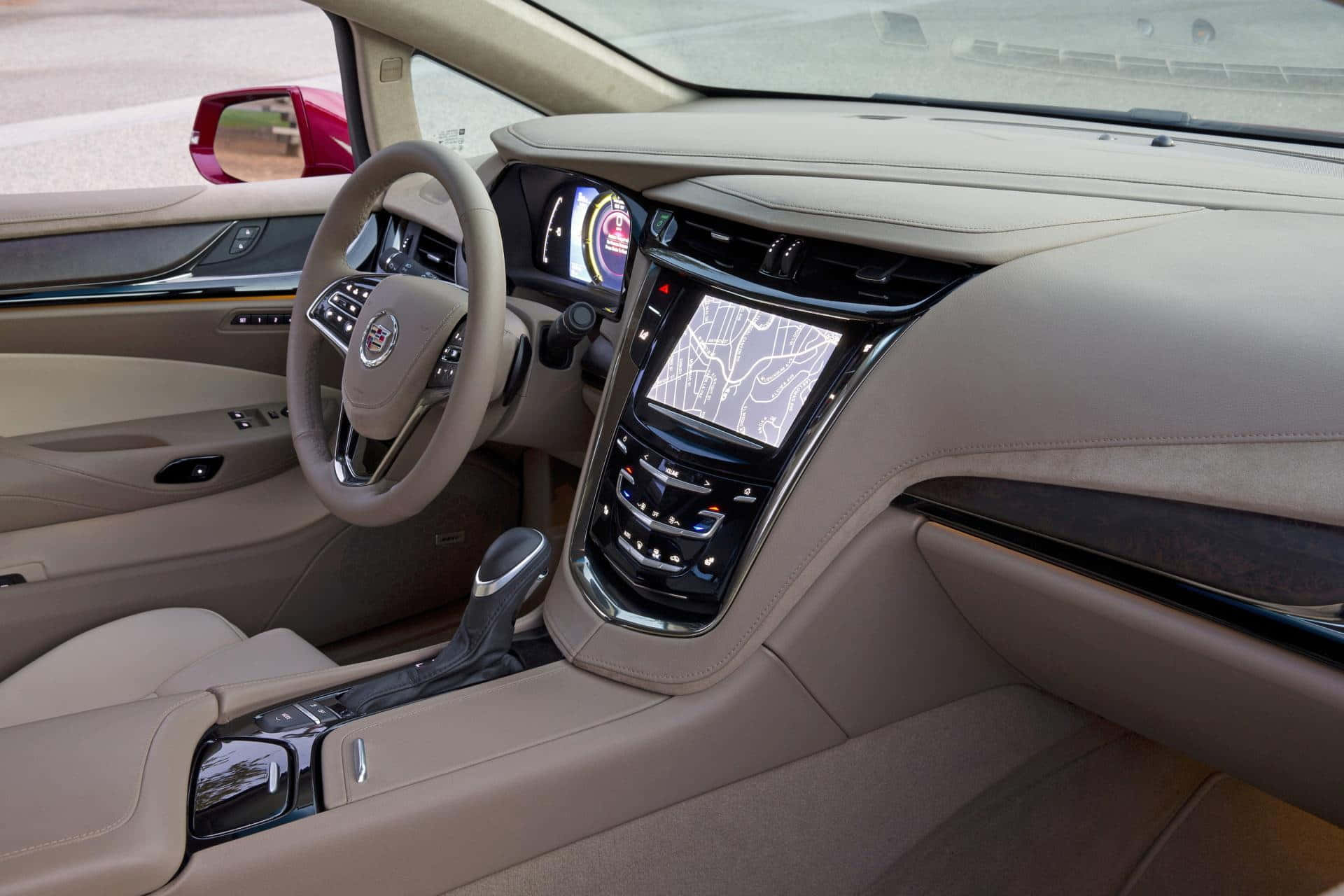 Cadillac ELR, beige leather interior, digital dashboard, Full HD Desktop Wallpaper