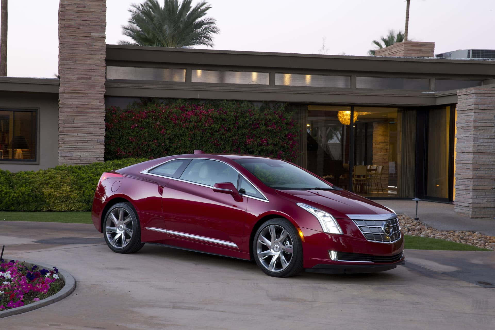 Cadillac ELR, glossy red, paved driveway, Full HD Desktop Wallpaper
