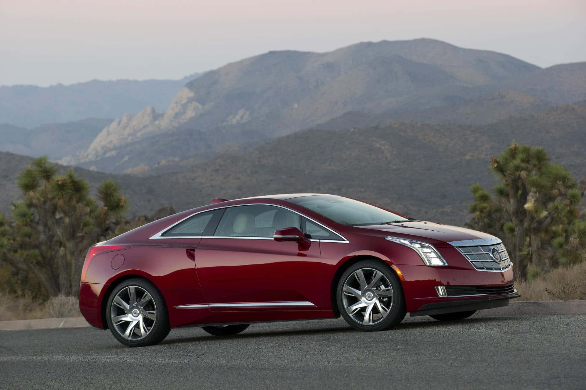Cadillac ELR, glossy red, paved road, Full HD Desktop Wallpaper