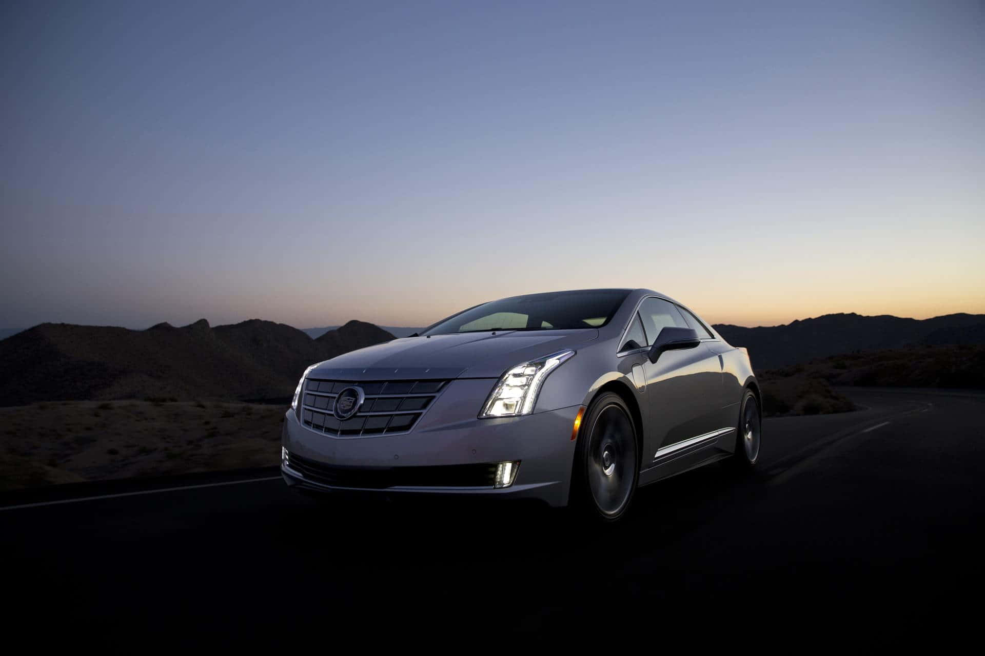 Cadillac ELR, silver, desert road, Full HD Desktop Wallpaper