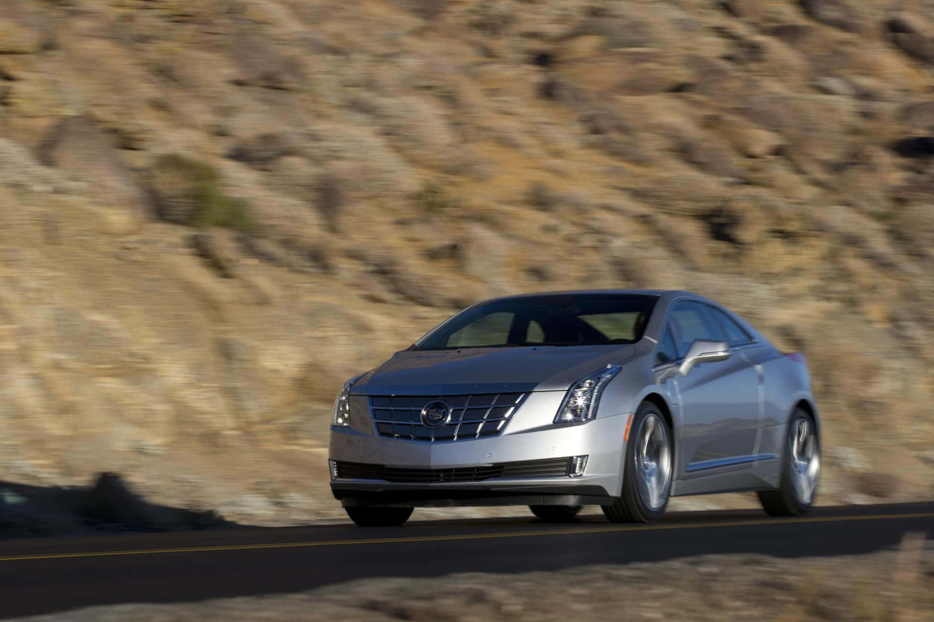Cadillac ELR, silver, winding mountain road, Full HD Desktop Wallpaper