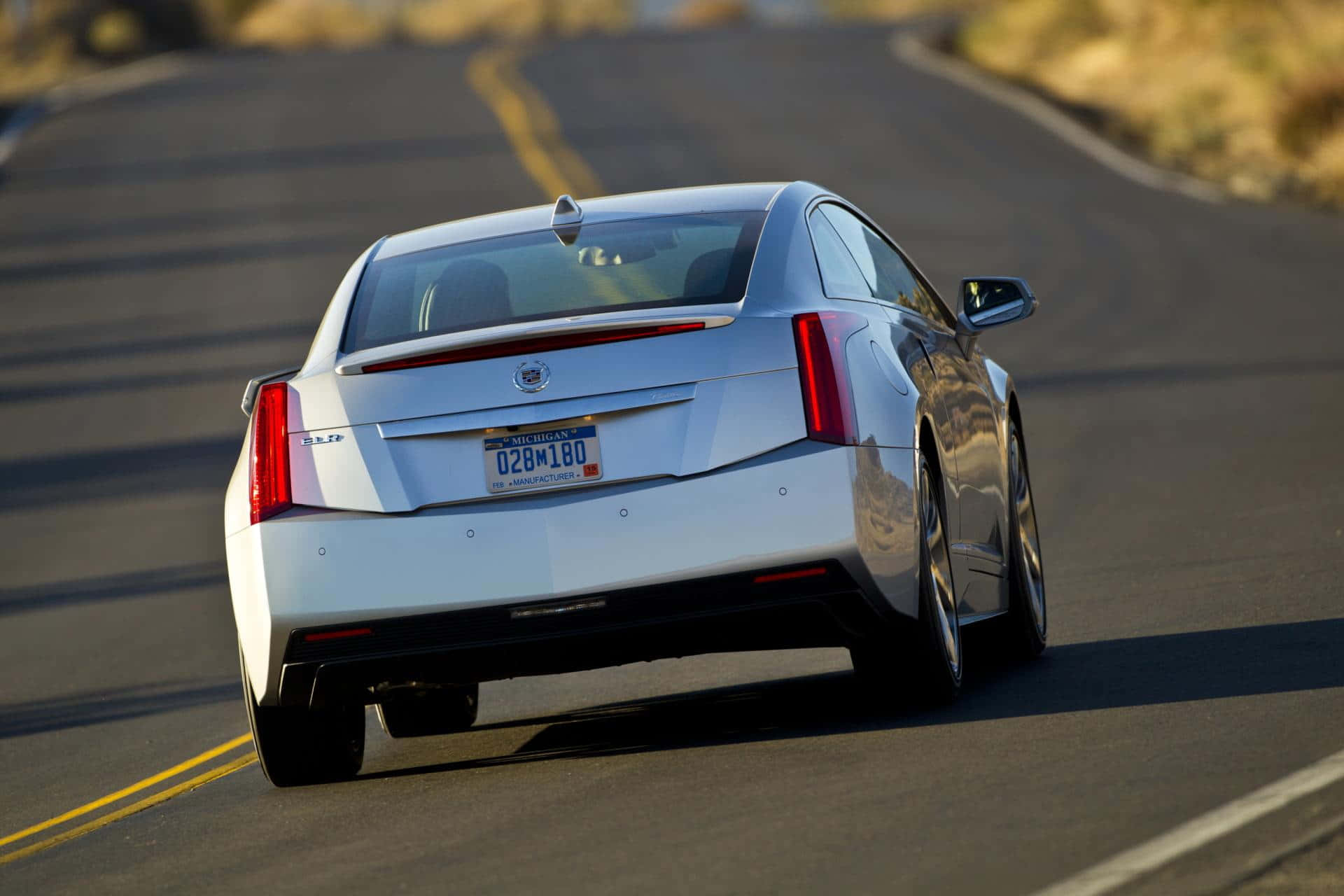 Cadillac ELR, silver, sunlit winding road, Full HD Desktop Wallpaper