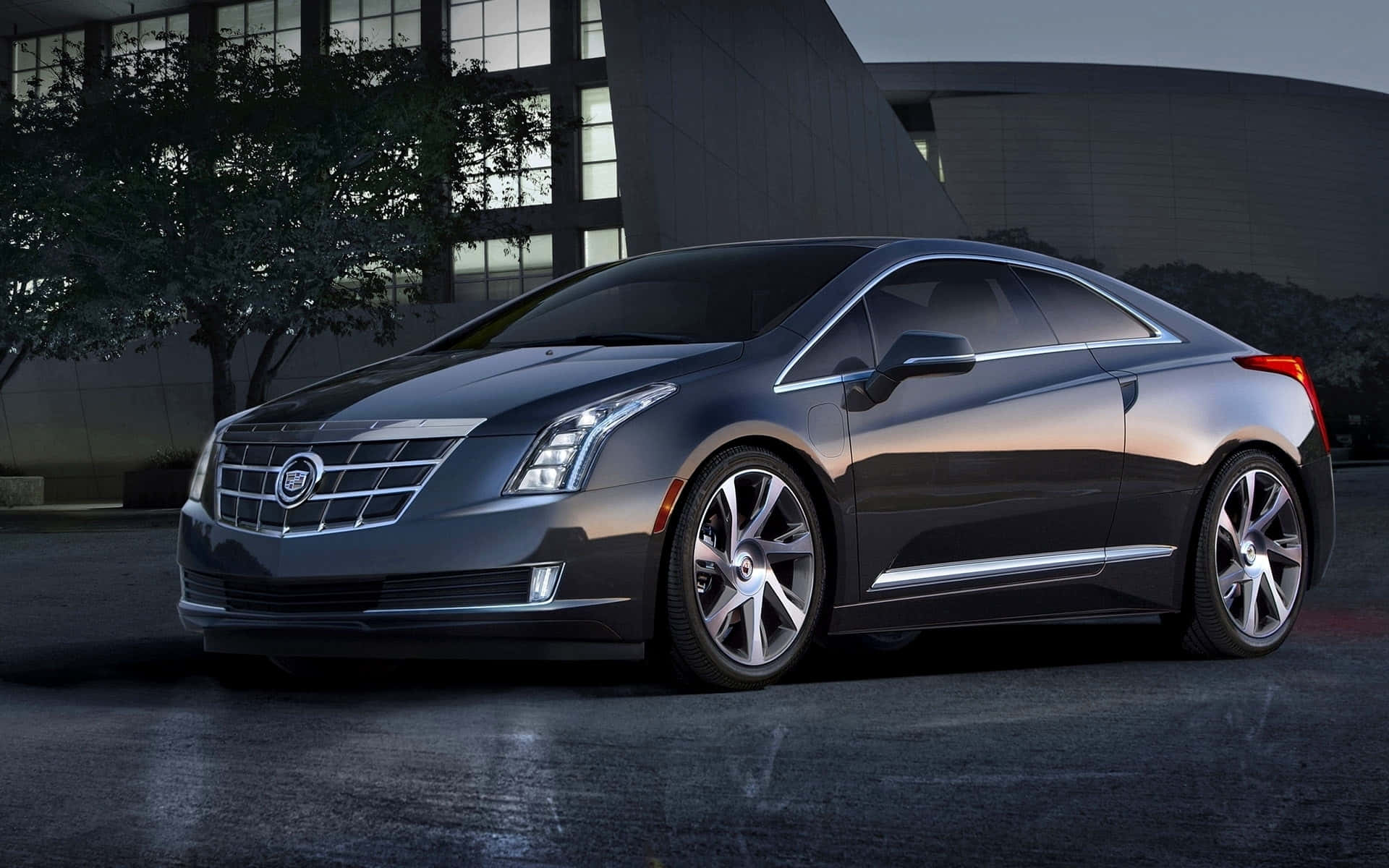 Cadillac ELR, dark gray, twilight lighting, Full HD Desktop Wallpaper