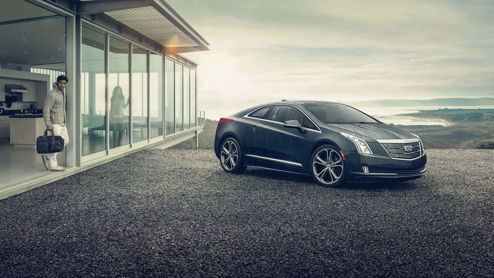 Cadillac ELR, black, gravel, Full HD Desktop Wallpaper