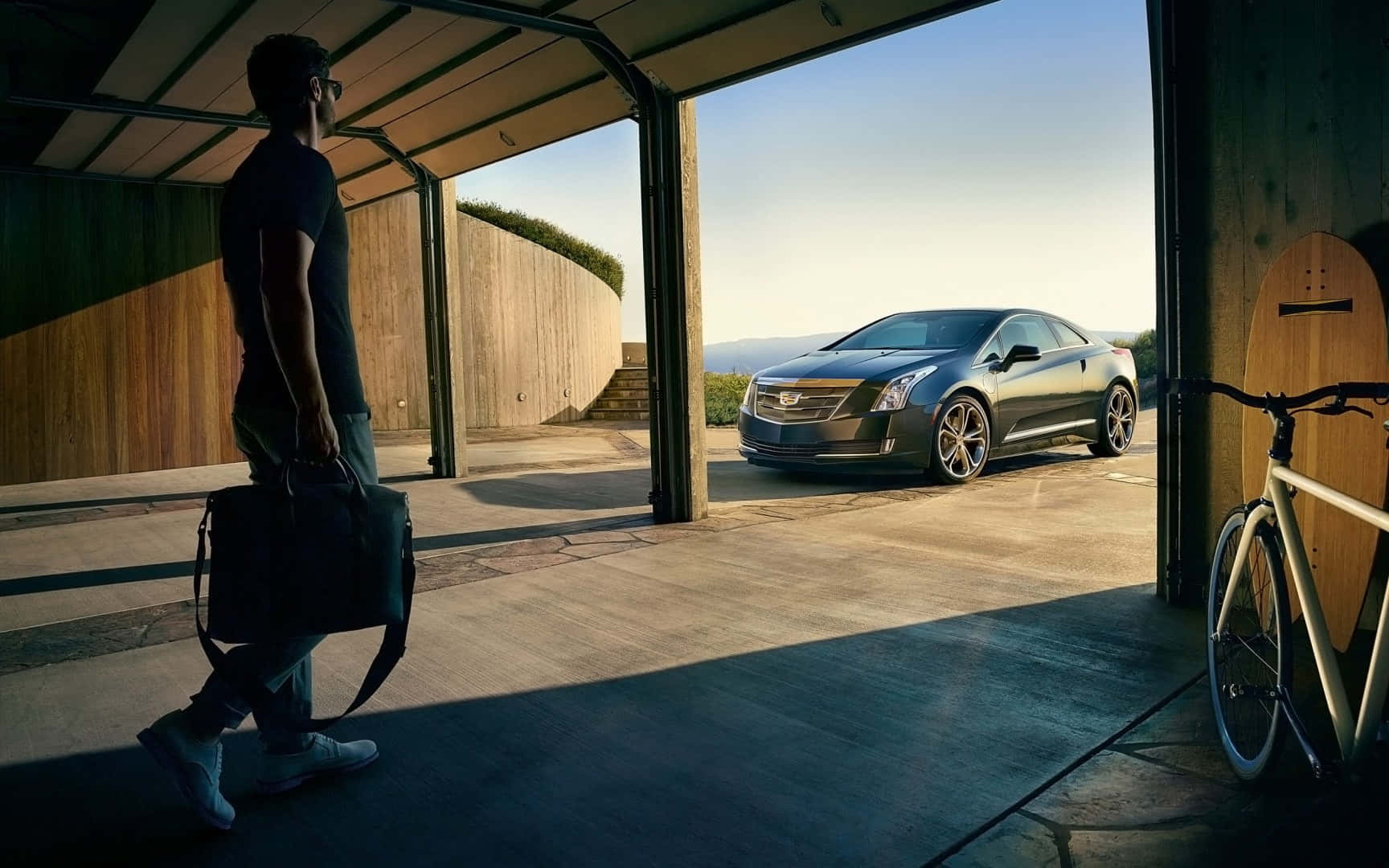 Cadillac ELR, black, golden hour, HD Desktop Wallpaper