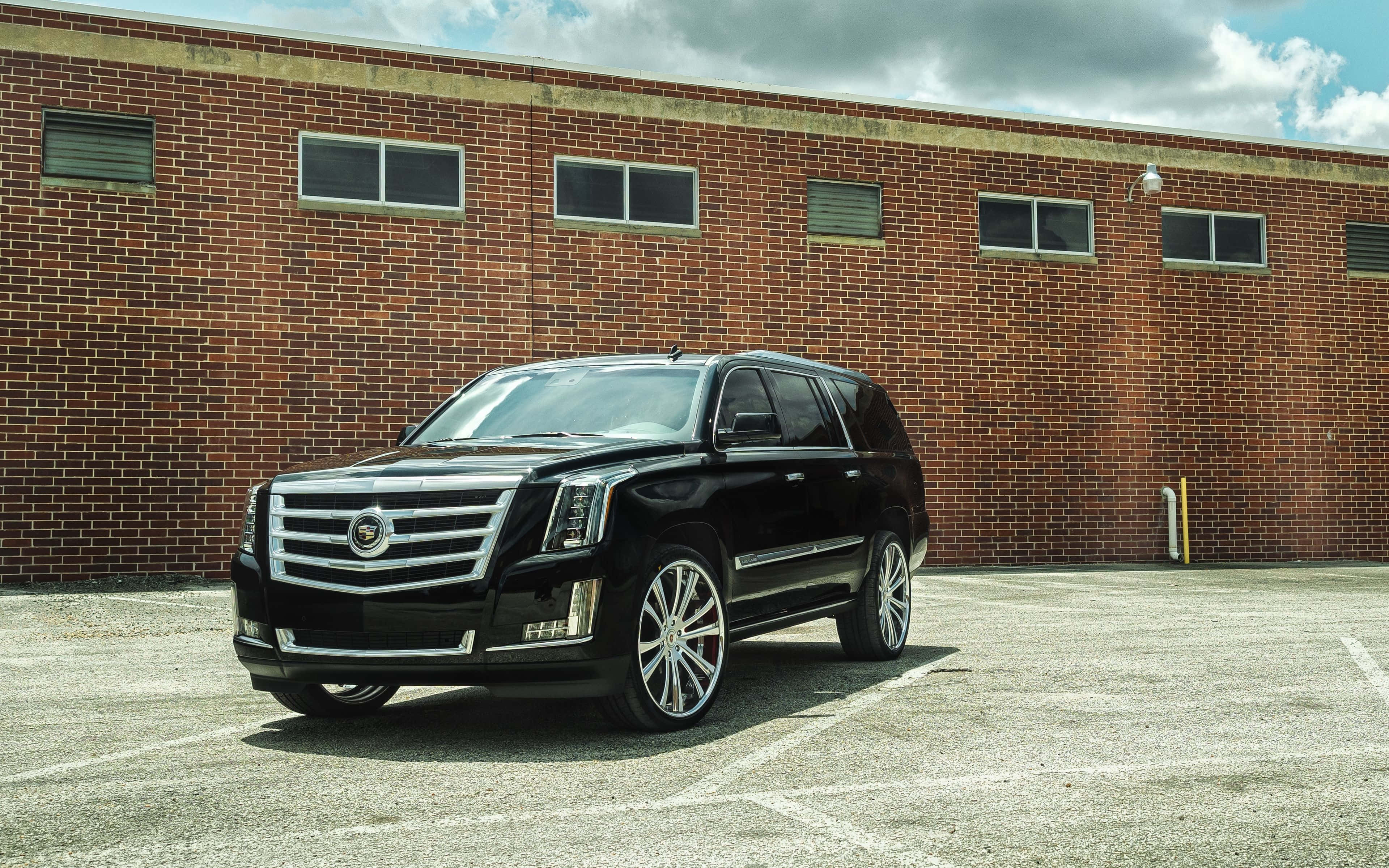 Cadillac Escalade, black, sunlit lot, 4K Desktop Wallpaper