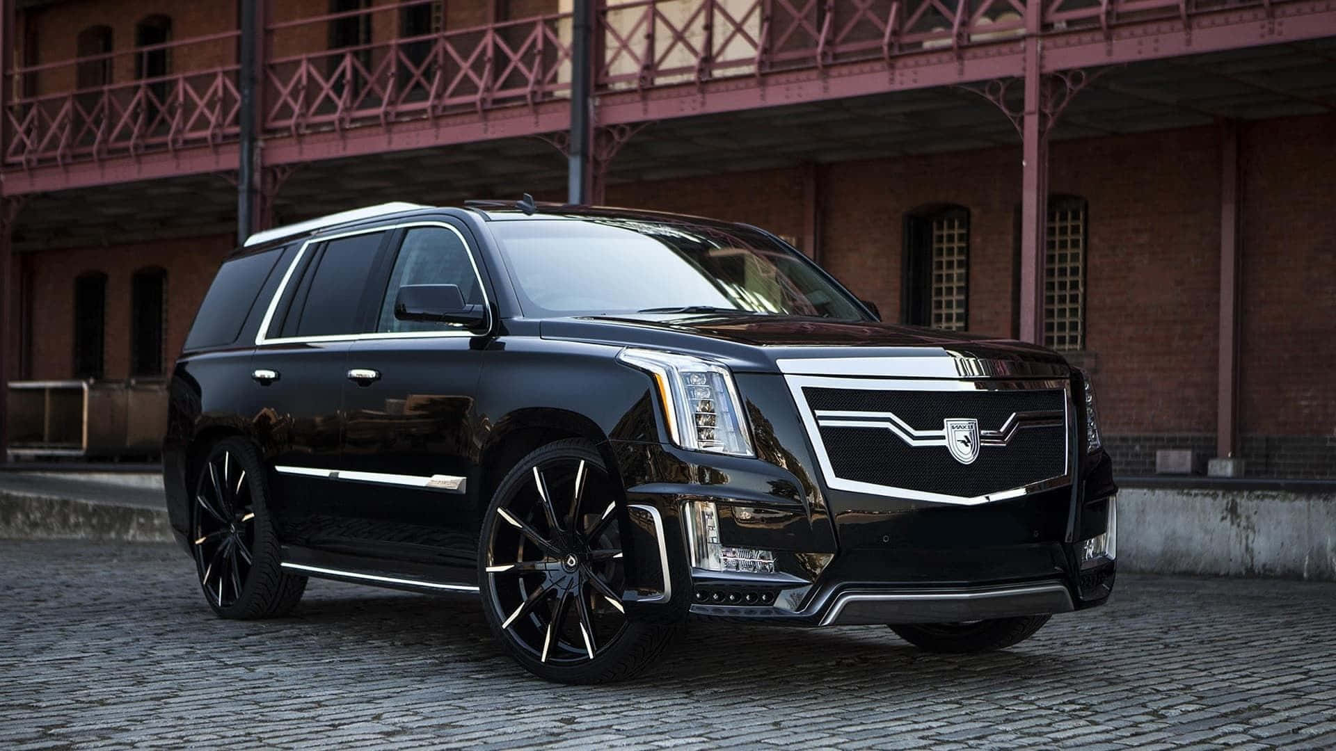 Cadillac Escalade, black, custom wheels, Full HD Desktop Wallpaper