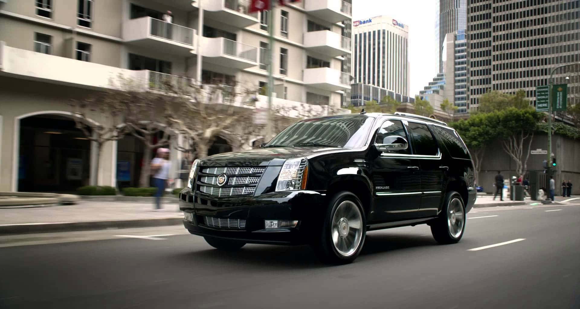 Cadillac Escalade, black, city street, Full HD Desktop Wallpaper