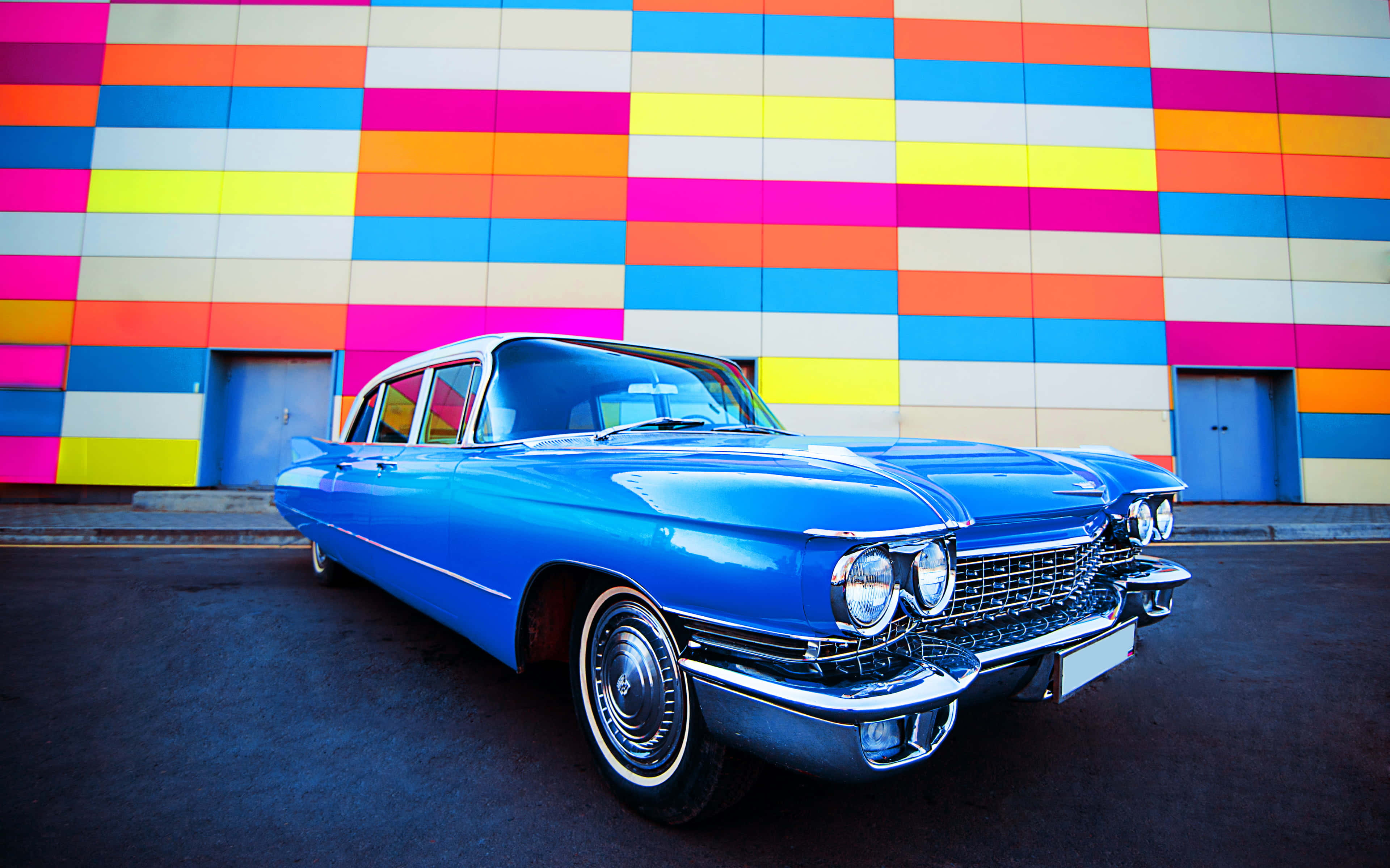 1970 Cadillac Fleetwood, Prestigious, glossy blue, 4K Desktop Wallpaper