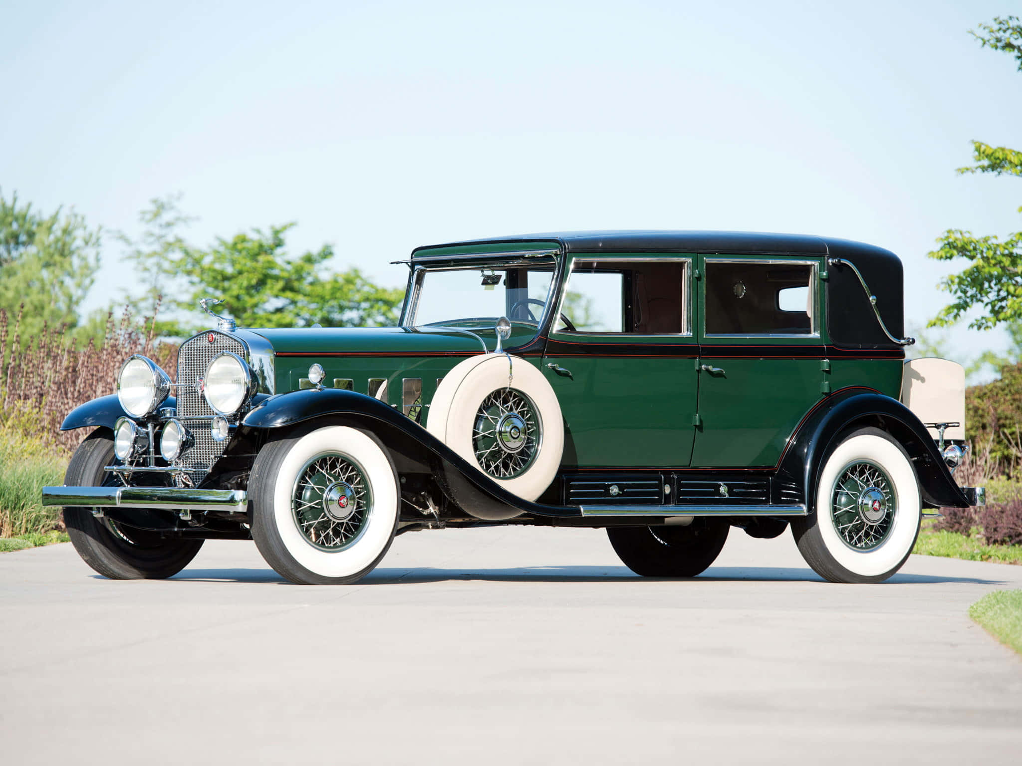 Cadillac Fleetwood, green vintage car, white wall tires, Full HD Desktop Wallpaper