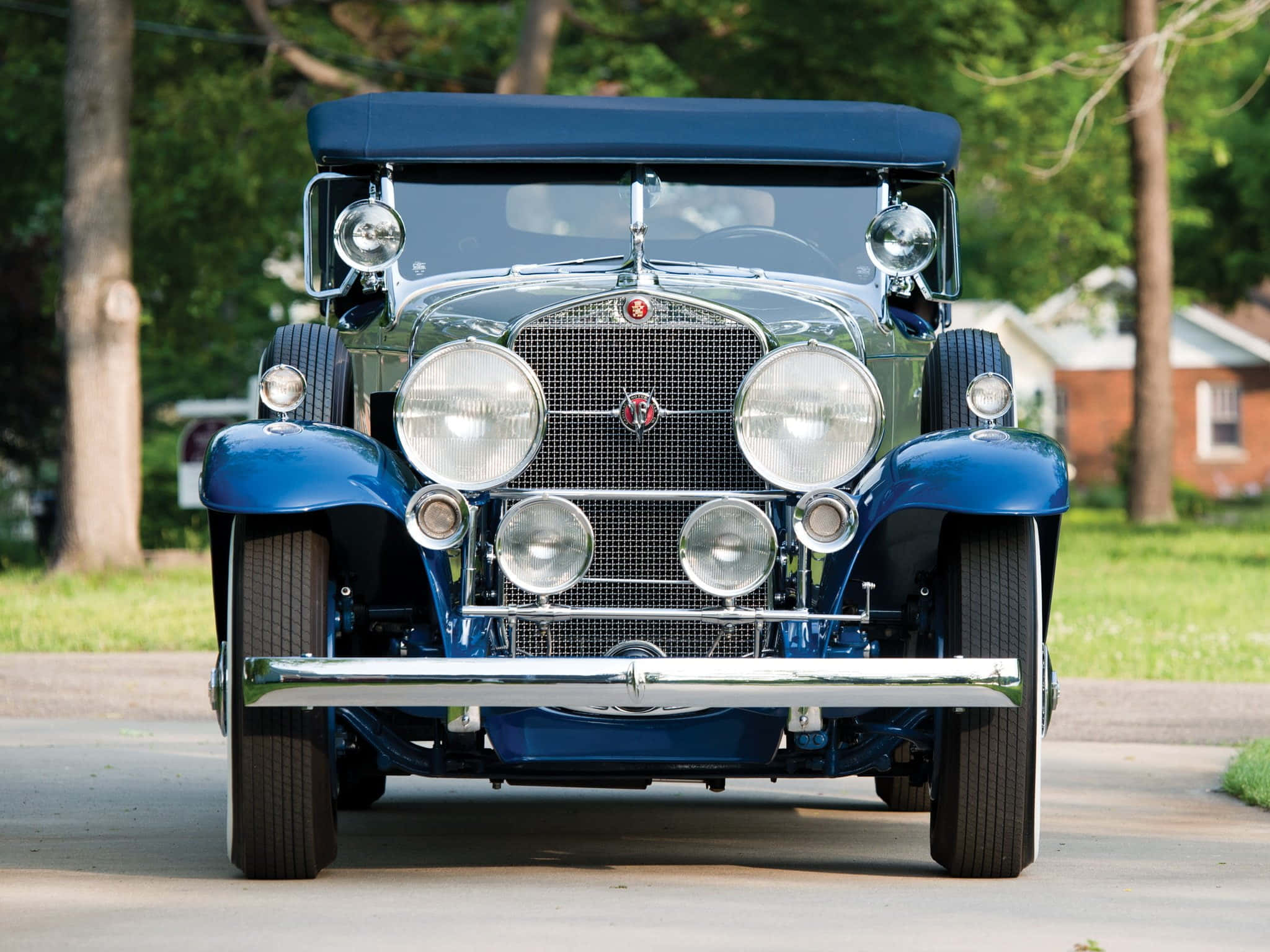 Cadillac Fleetwood, vintage blue convertible, chrome accents, Full HD Desktop Wallpaper