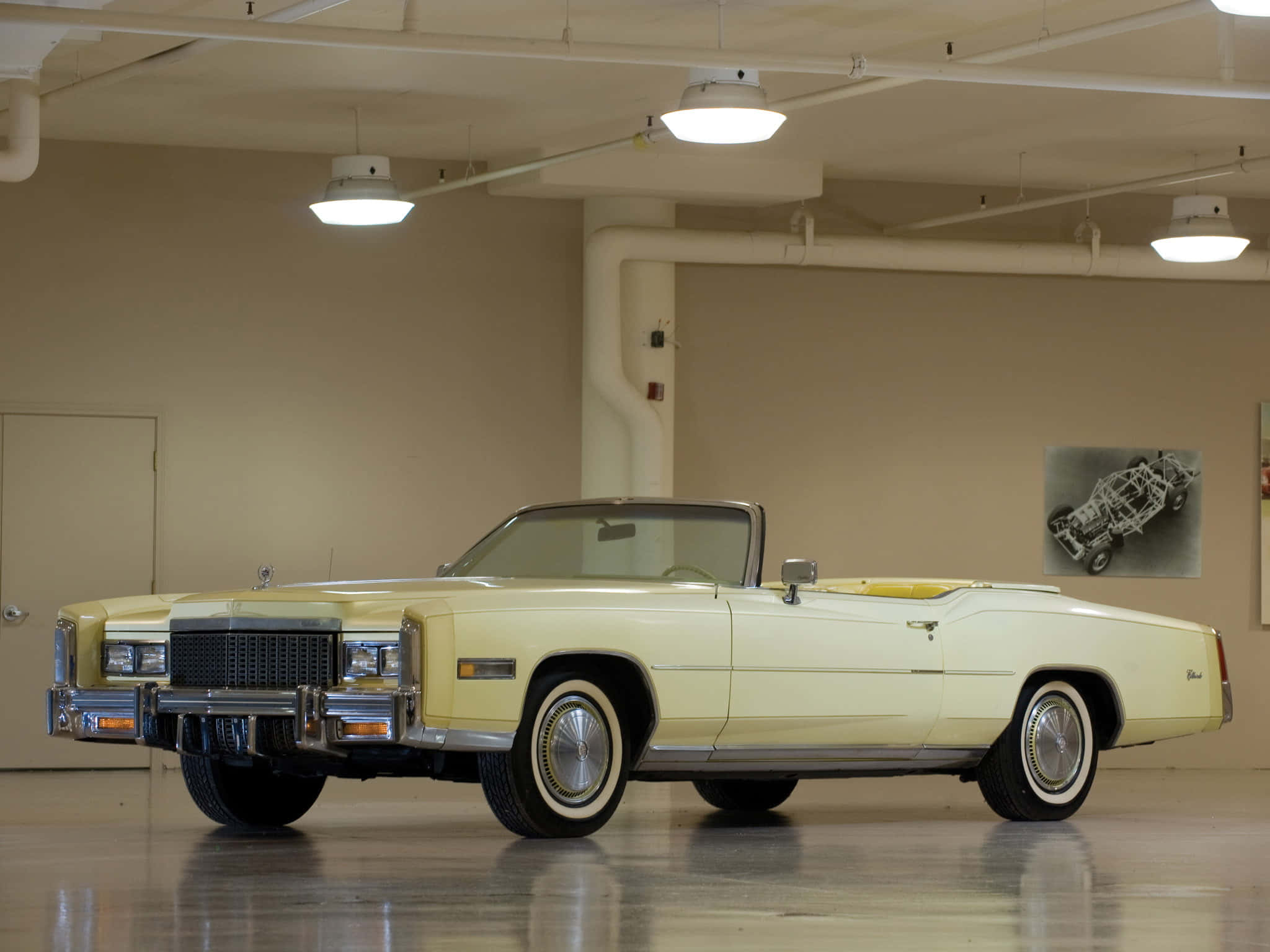 Cadillac Fleetwood, cream-colored, classic Cadillac convertible, Full HD Desktop Wallpaper