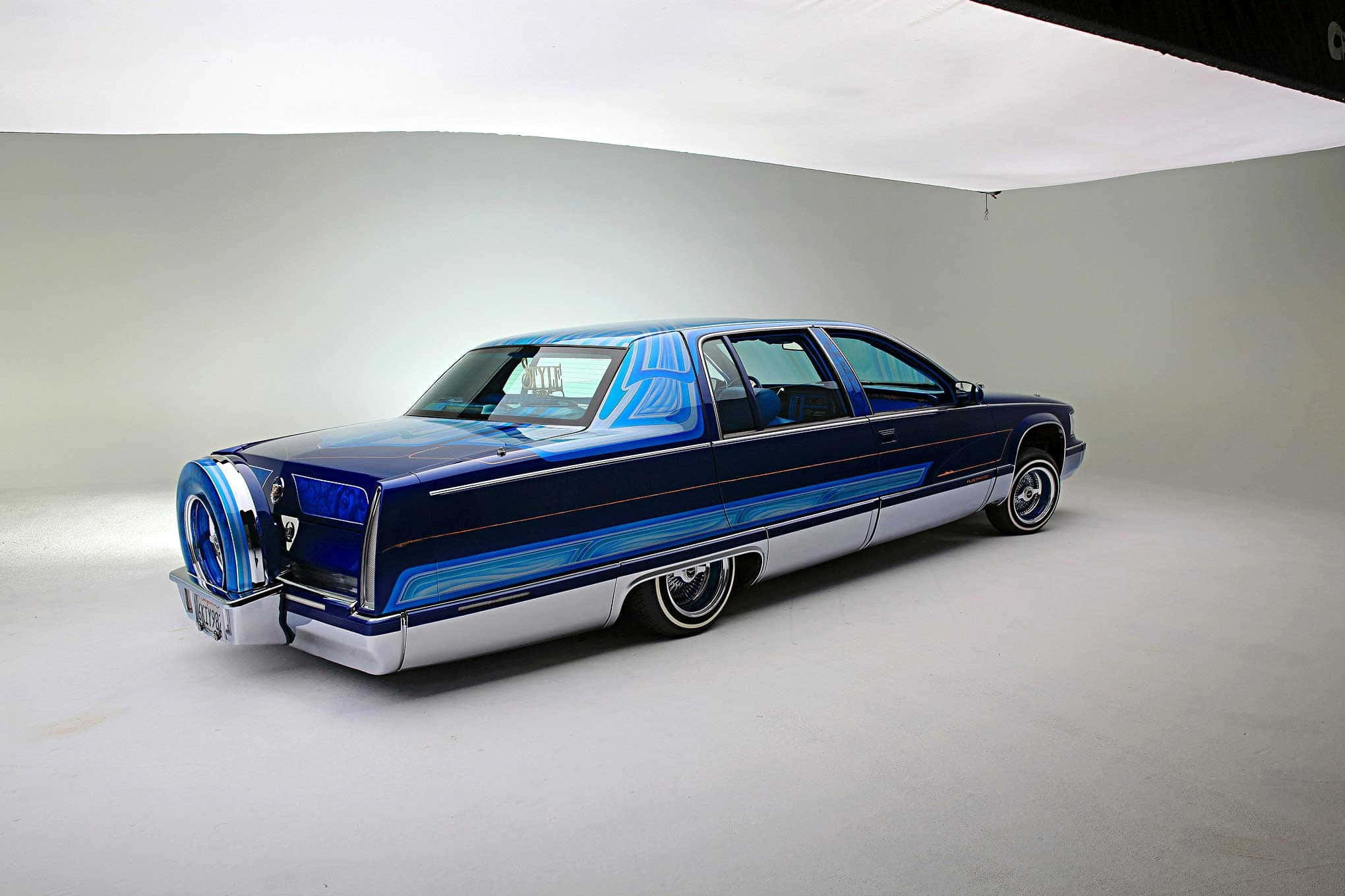 Cadillac Fleetwood, blue, chrome accents, Full HD Desktop Wallpaper