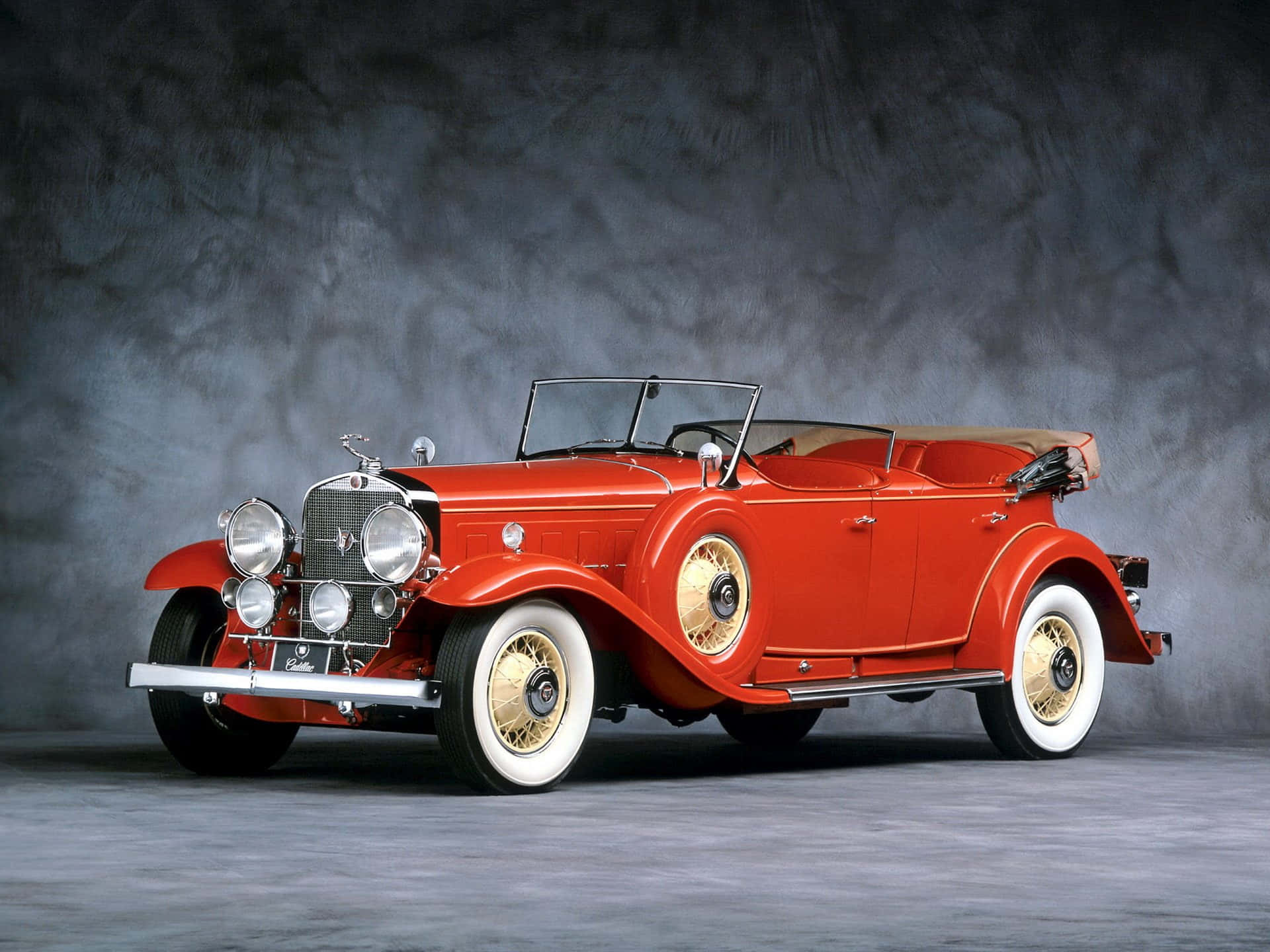 Cadillac Fleetwood, vintage convertible sports car, vibrant red, Full HD Desktop Wallpaper
