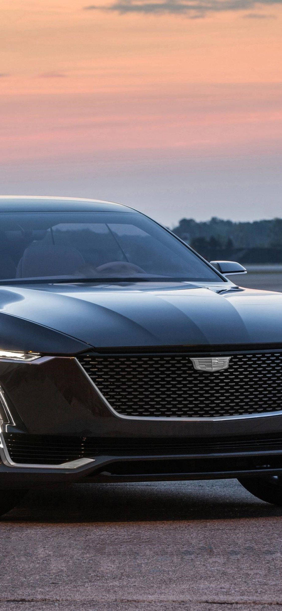 Cadillac, sunset, black, Full HD Phone Wallpaper