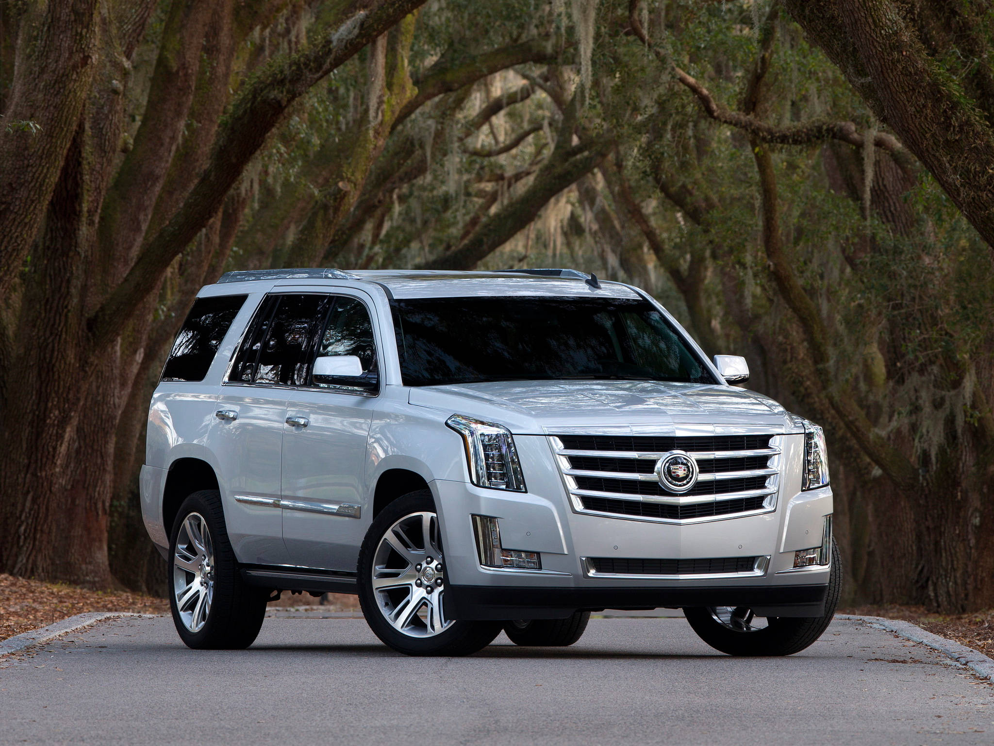 Cadillac, SUV, silver, Full HD Desktop Wallpaper