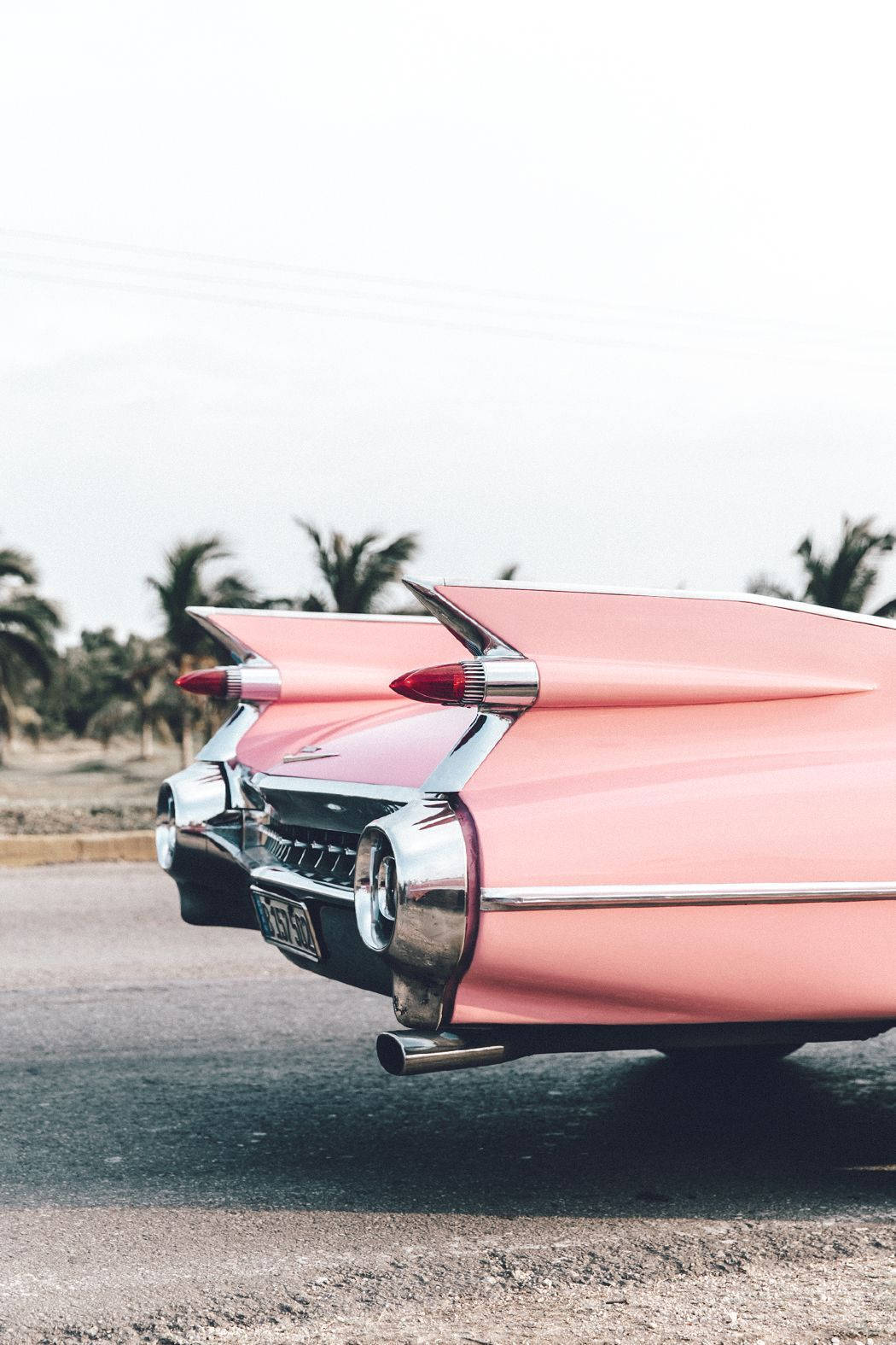 Pink Cadillac, vintage pink Cadillac, chrome tailfins, HD Phone Wallpaper