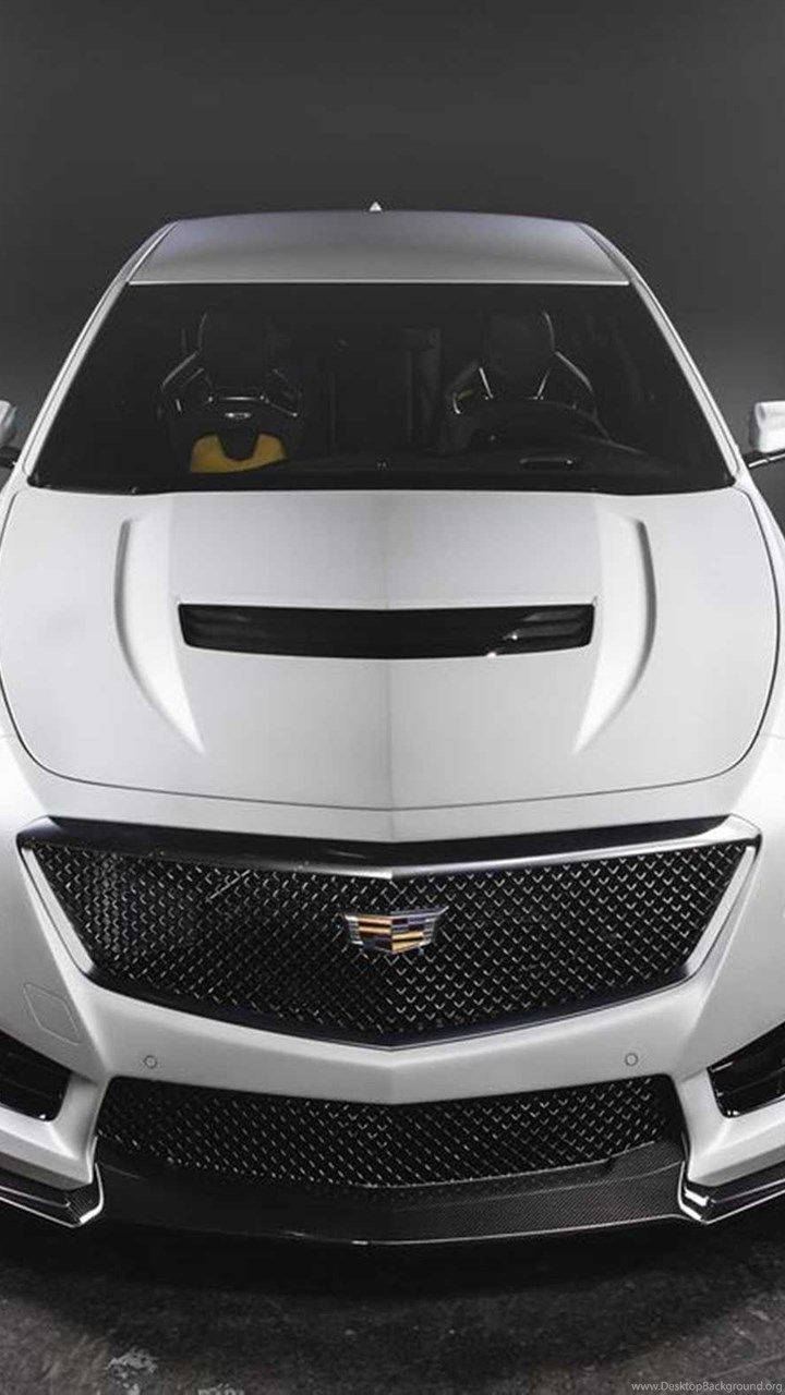 white Cadillac, black grille, yellow interior details, HD Phone Wallpaper