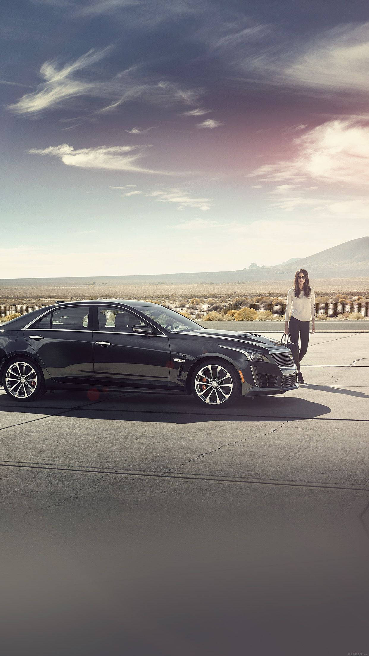 Cadillac, iPhone, sleek black sports car, Full HD Phone Wallpaper