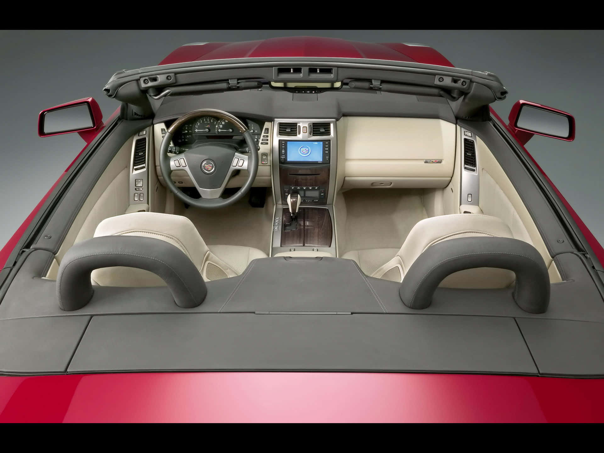 Cadillac XLR, red convertible, beige interior, Full HD Desktop Wallpaper