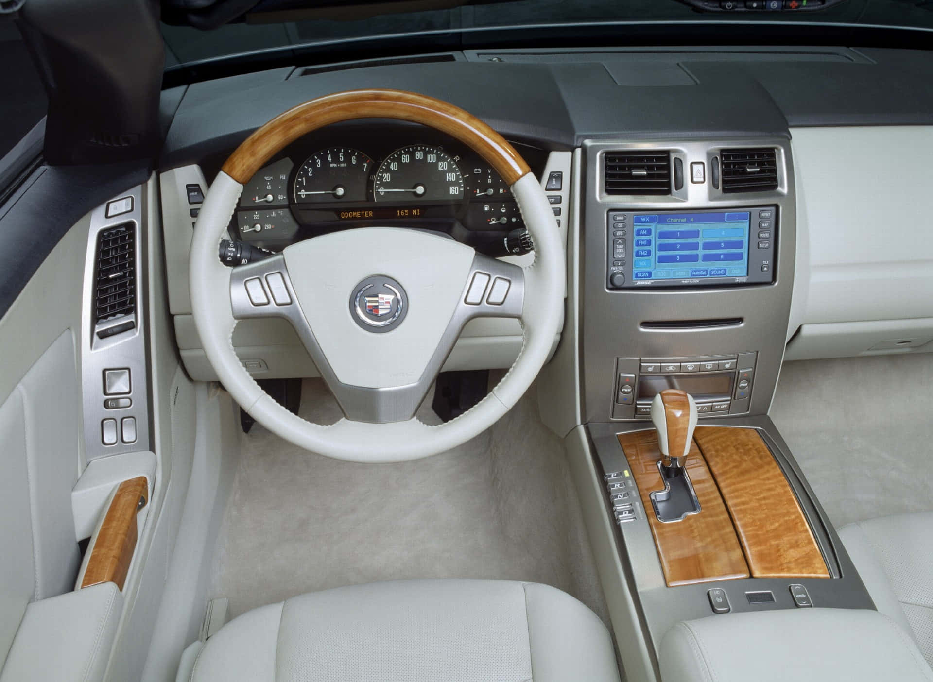 Cadillac XLR, white leather seats, wood trim, Full HD Desktop Wallpaper
