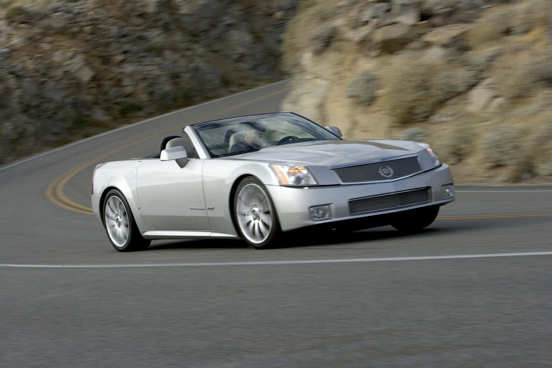 Cadillac XLR, silver, convertible sports car, Full HD Desktop Wallpaper