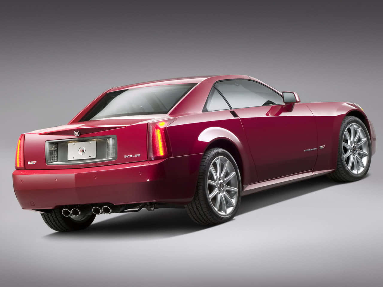 Cadillac XLR, glossy red, three-quarter rear view, HD Desktop Wallpaper