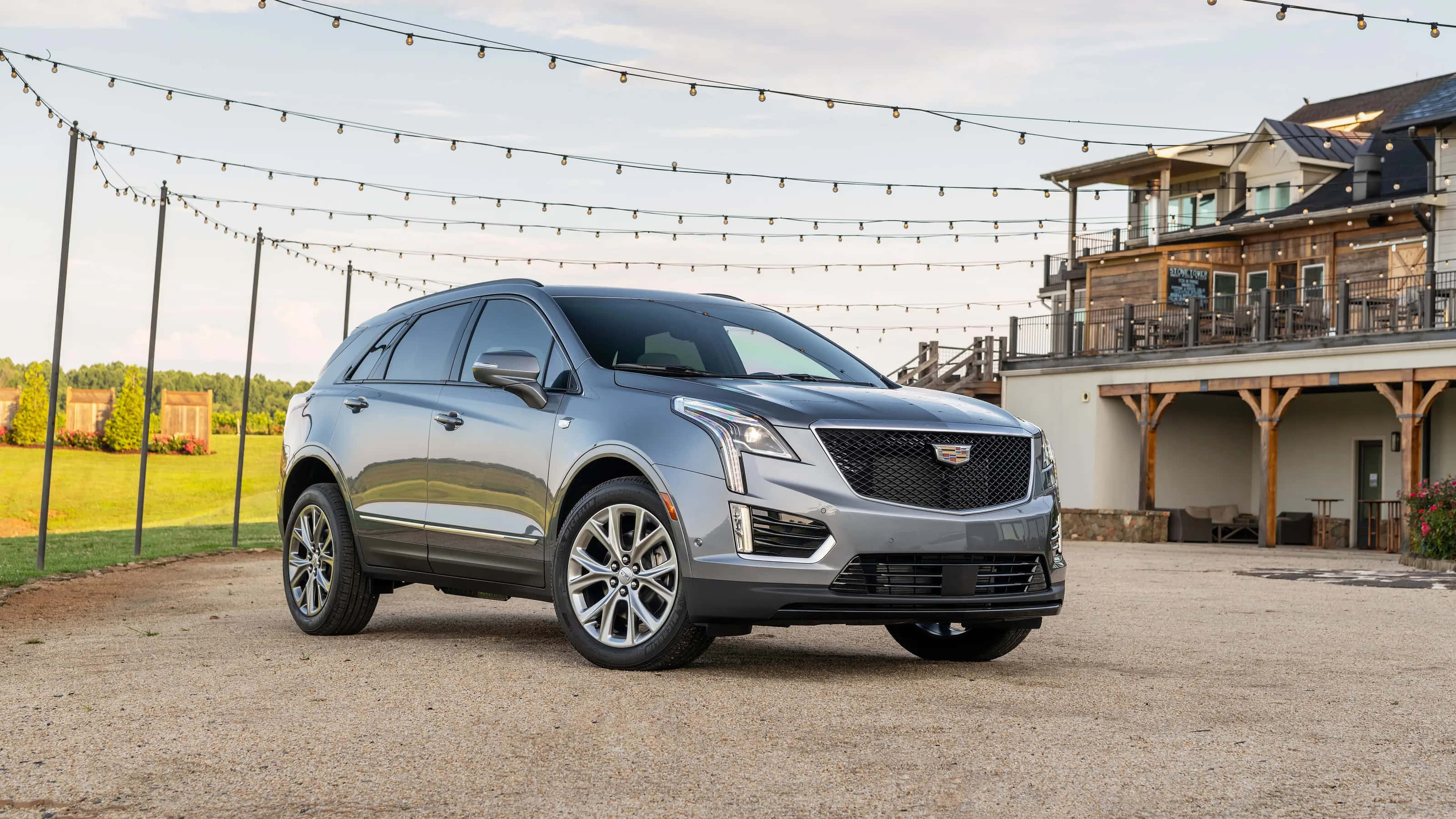 Cadillac XT5, silver, gravel, 2K Desktop Wallpaper