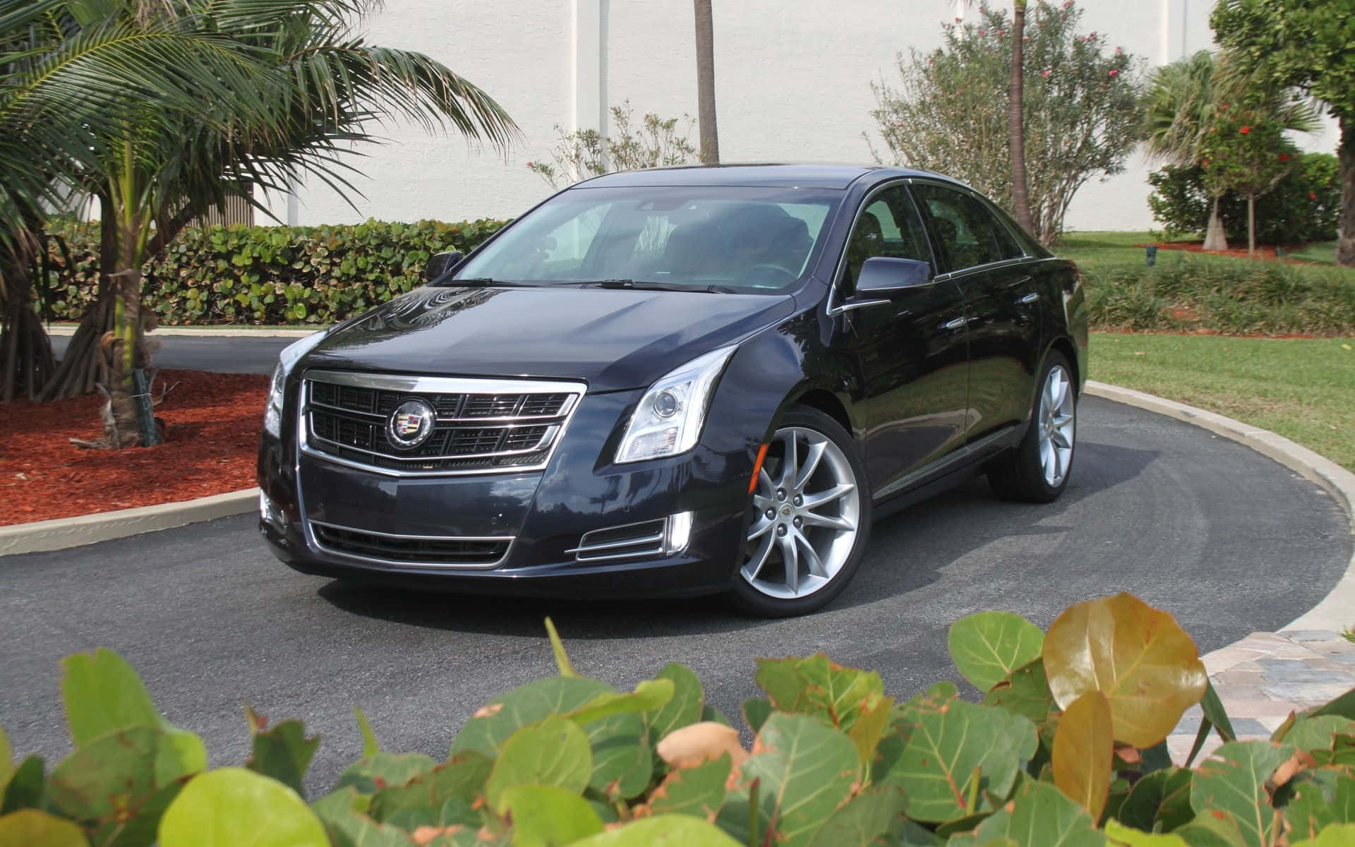 Cadillac XTS, black, curved driveway, Full HD Desktop Wallpaper