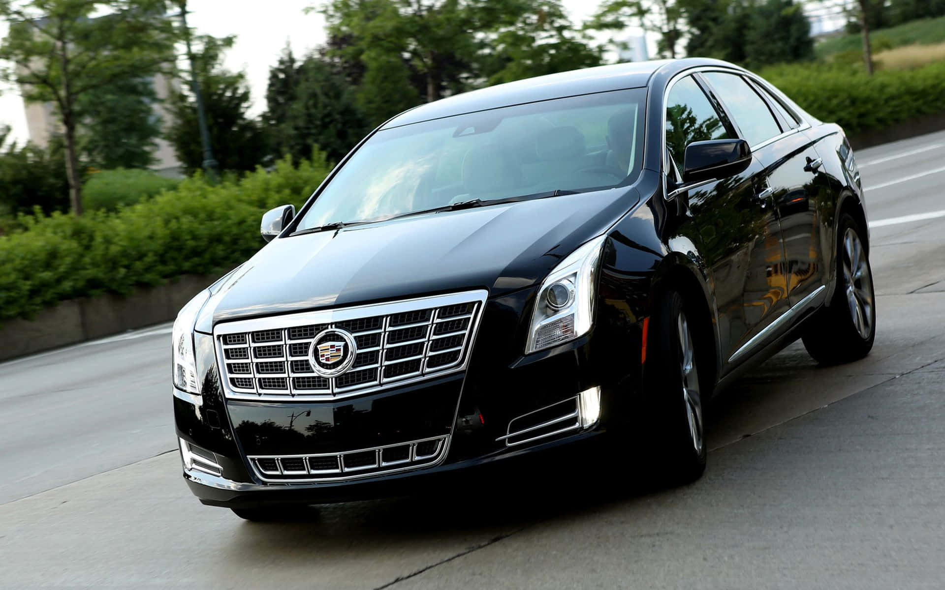 Cadillac XTS, black, urban road, Full HD Desktop Wallpaper