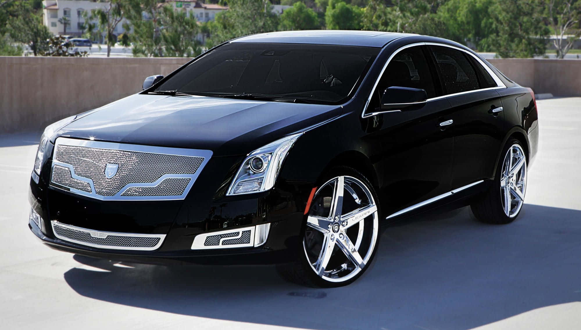 Cadillac XTS, black, chrome accents, Full HD Desktop Wallpaper