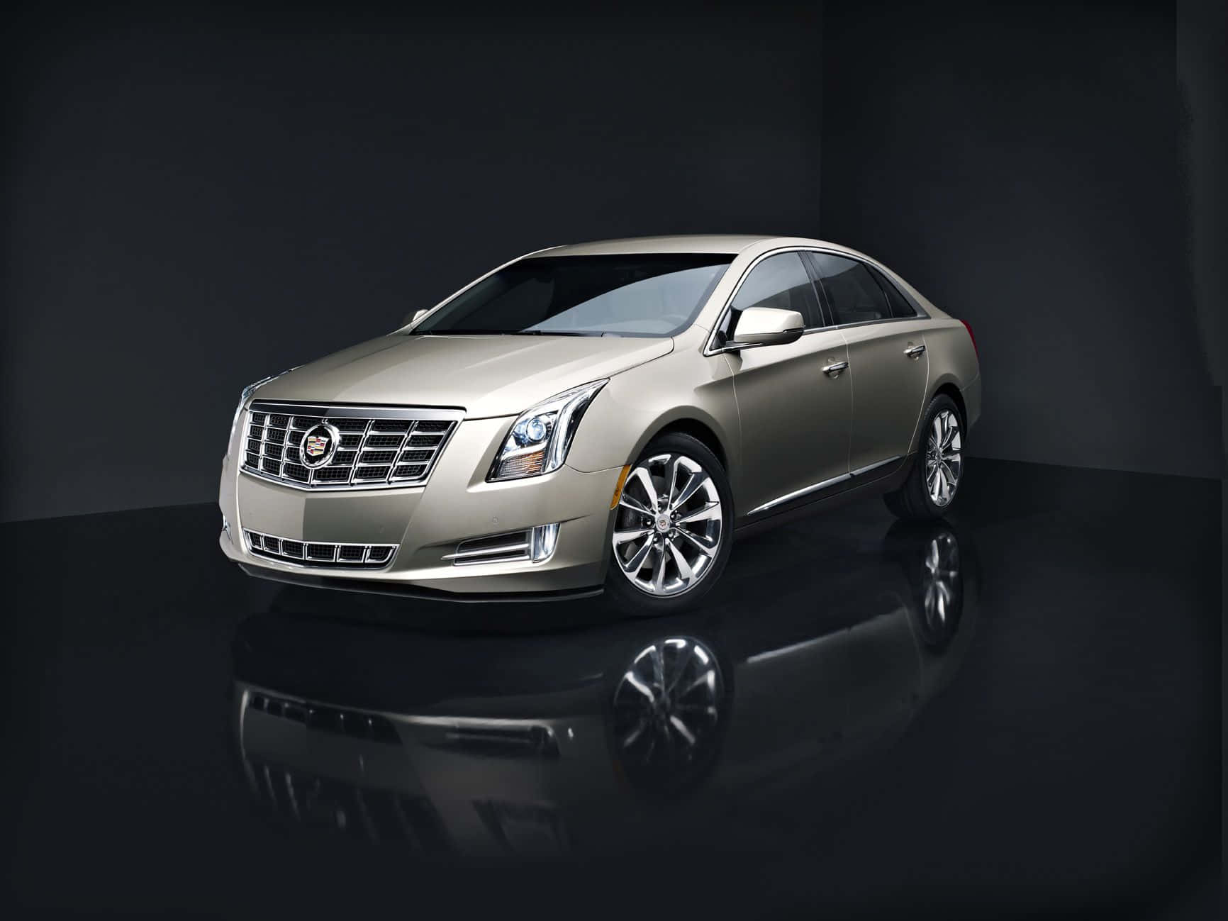 Cadillac XTS, gold, studio lights, HD Desktop Wallpaper