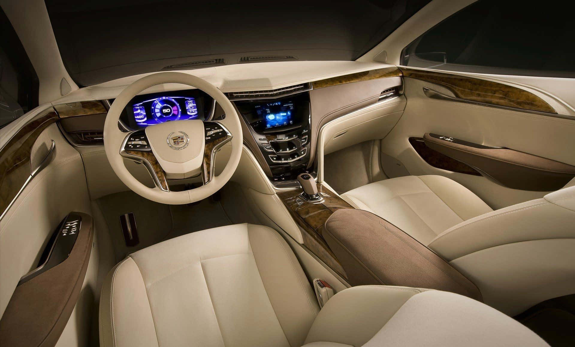 Cadillac XTS, beige leather, wood trim, HD Desktop Wallpaper