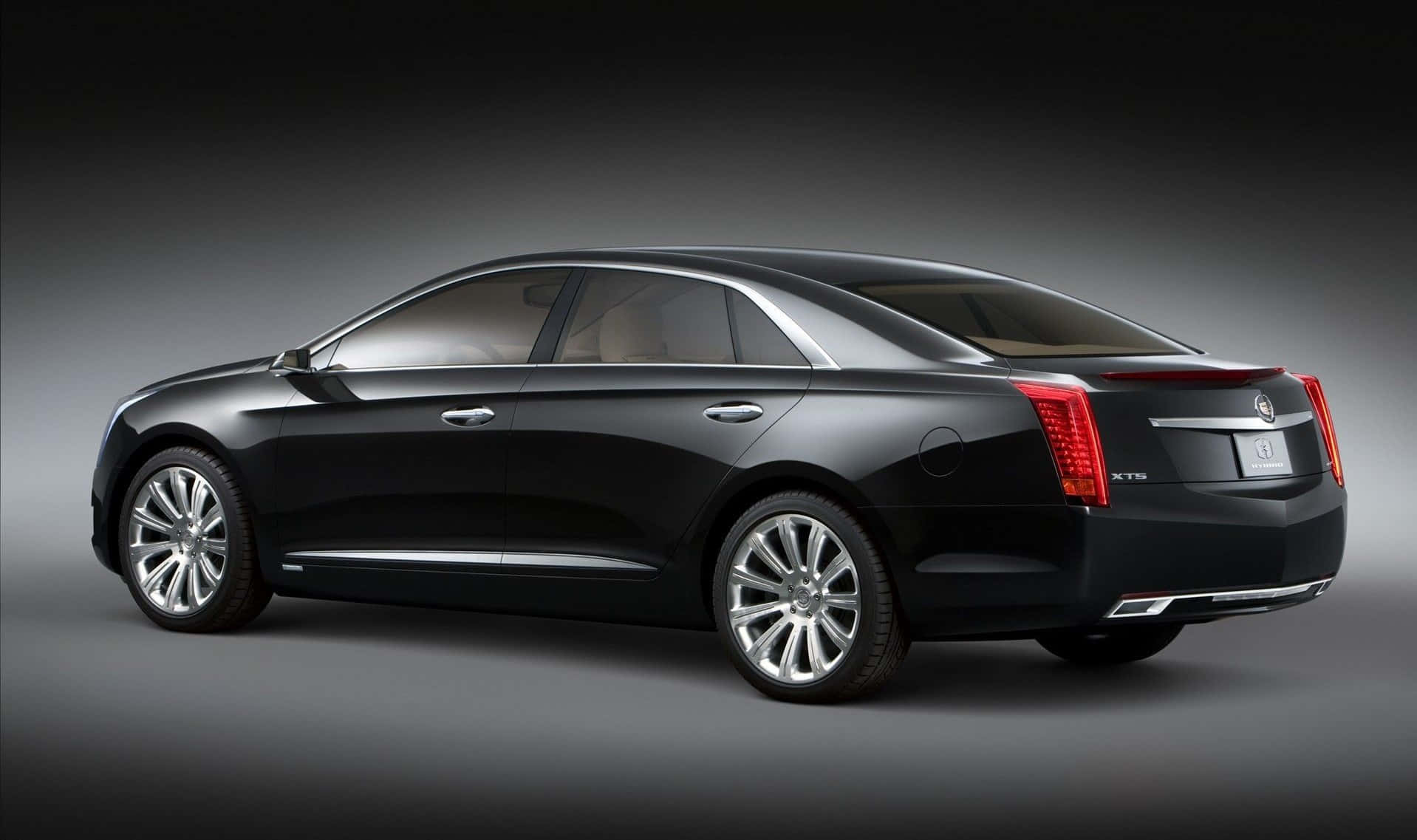 Cadillac XTS, black, polished chrome wheels, HD Desktop Wallpaper